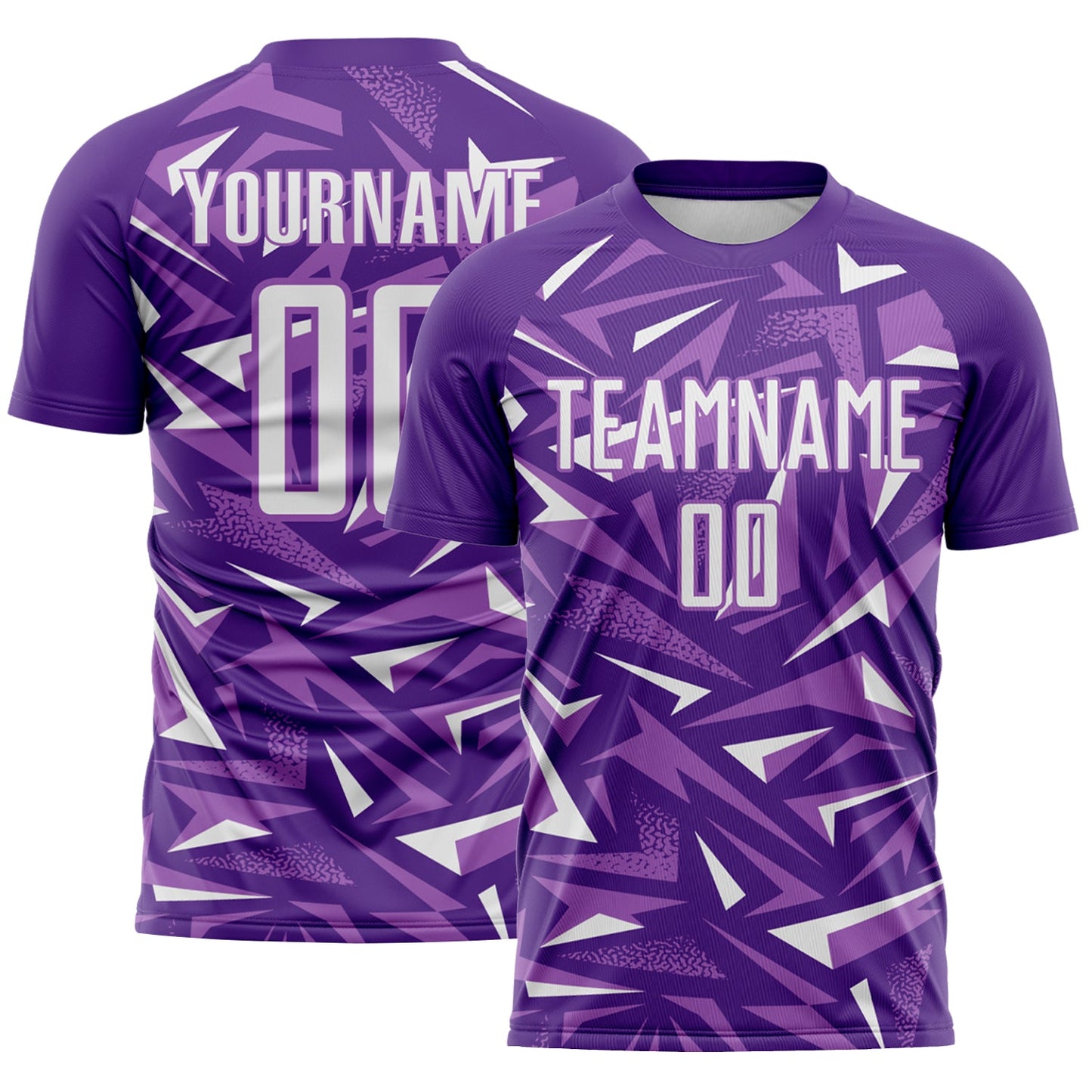 Custom Purple White-Medium Purple Cyber Mecha E-sport Geometric Shards Spike Sublimation Soccer Uniform Jersey - Main View