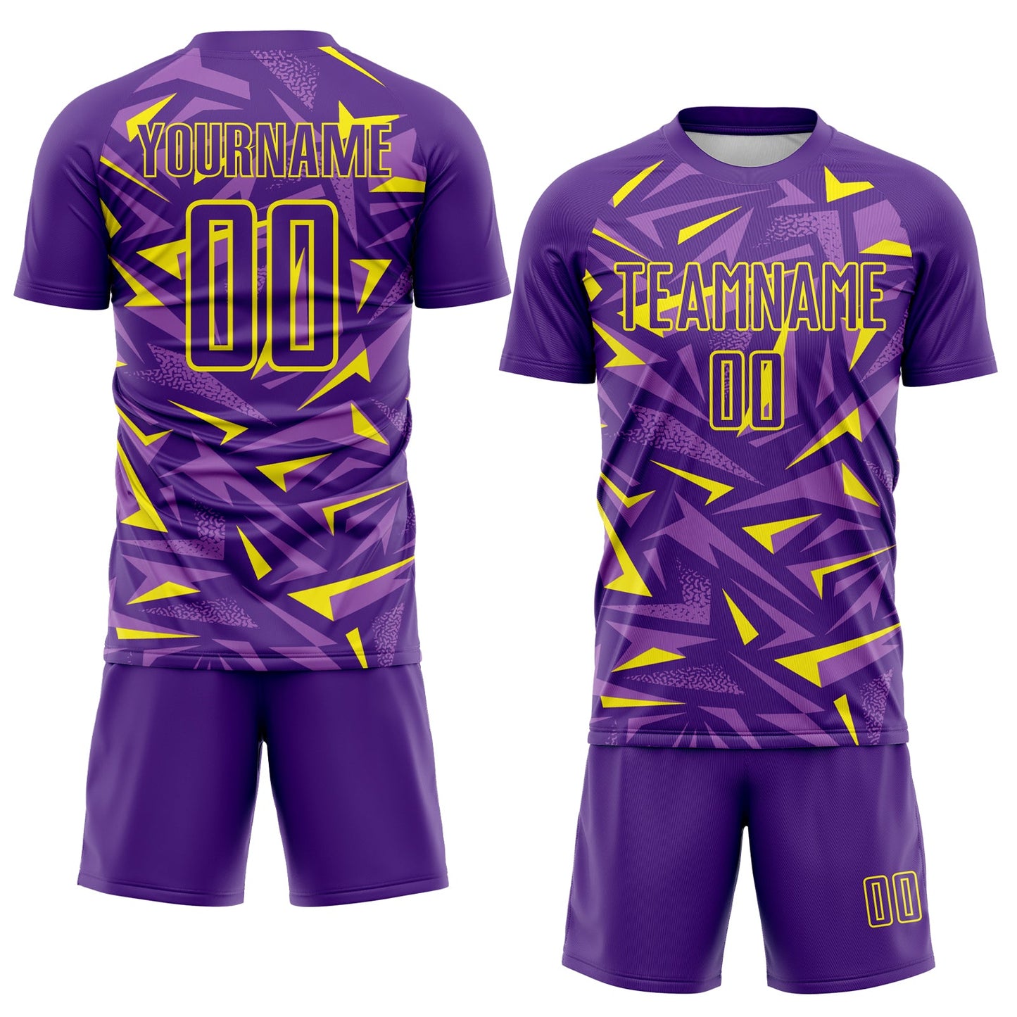 Custom Purple Light Yellow-Medium Purple Cyber Mecha E-sport Geometric Shards Spike Sublimation Soccer Uniform Jersey view 2