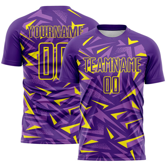 Custom Purple Light Yellow-Medium Purple Cyber Mecha E-sport Geometric Shards Spike Sublimation Soccer Uniform Jersey - Main View