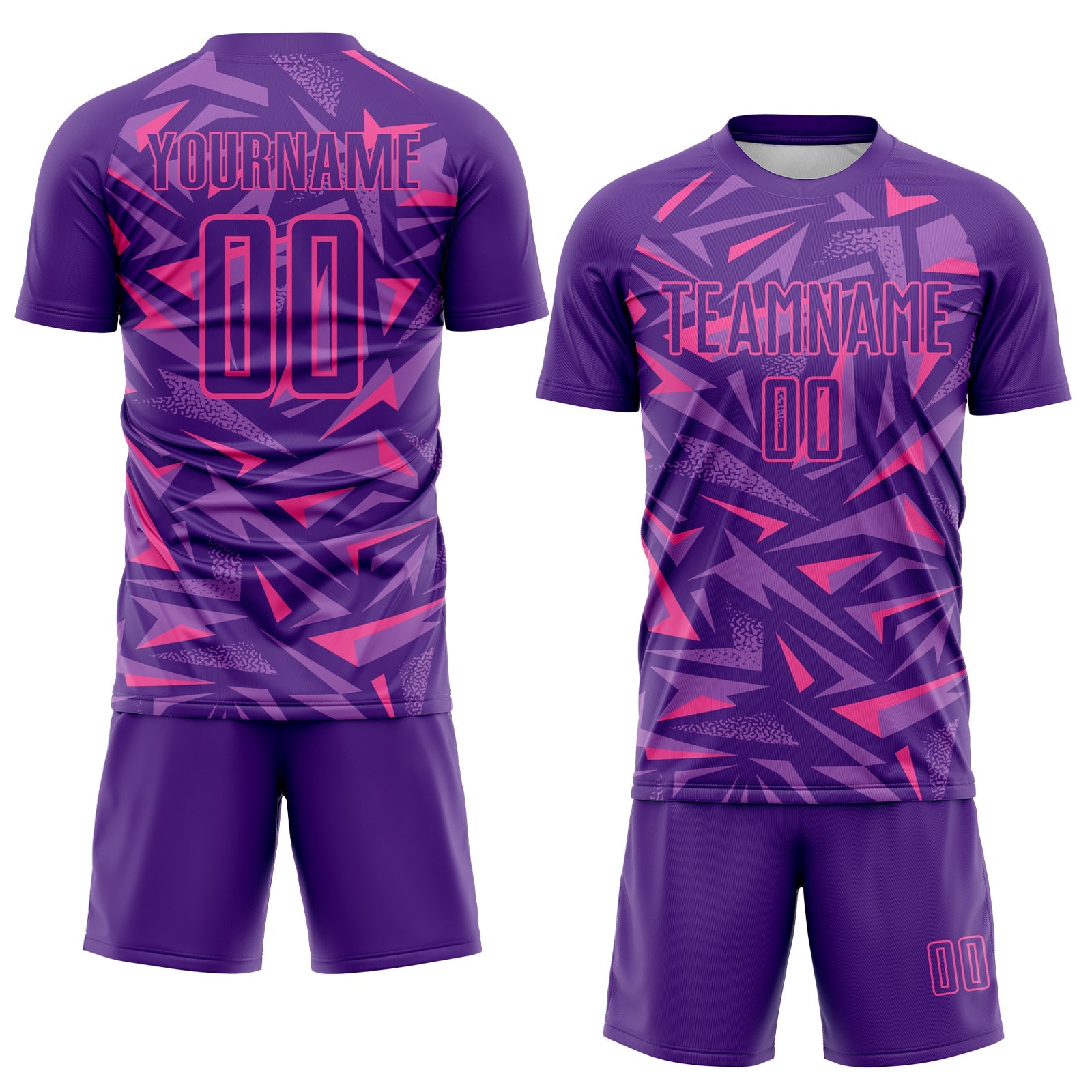 Custom Purple Pink-Medium Purple Cyber Mecha E-sport Geometric Shards Spike Sublimation Soccer Uniform Jersey view 2