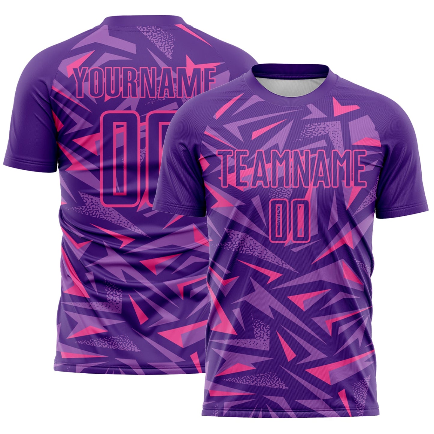 Custom Purple Pink-Medium Purple Cyber Mecha E-sport Geometric Shards Spike Sublimation Soccer Uniform Jersey - Main View