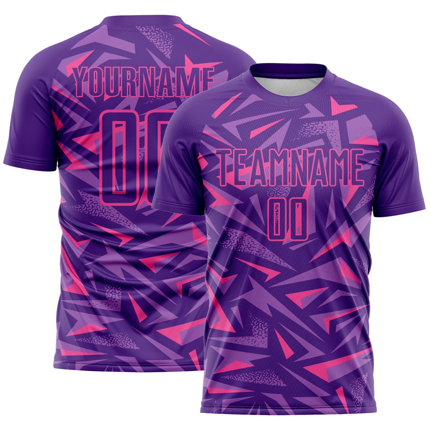 Custom Purple Pink-Medium Purple Cyber Mecha E-sport Geometric Shards Spike Sublimation Soccer Uniform Jersey - Main View