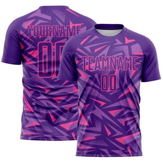 Custom Purple Pink-Medium Purple Cyber Mecha E-sport Geometric Shards Spike Sublimation Soccer Uniform Jersey - Main View