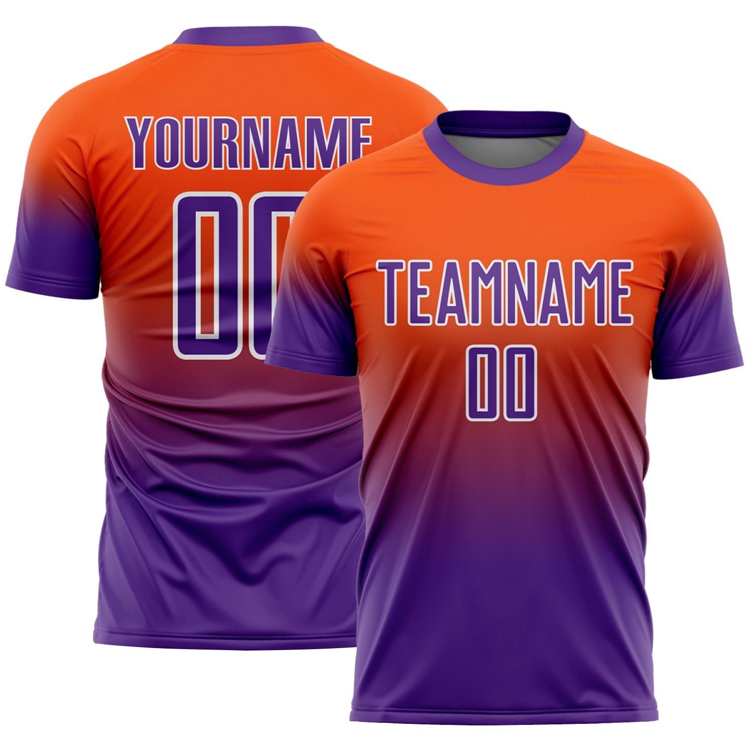 Custom Orange Purple-White Fade Fashion Sublimation Soccer Uniform Jersey - Main View