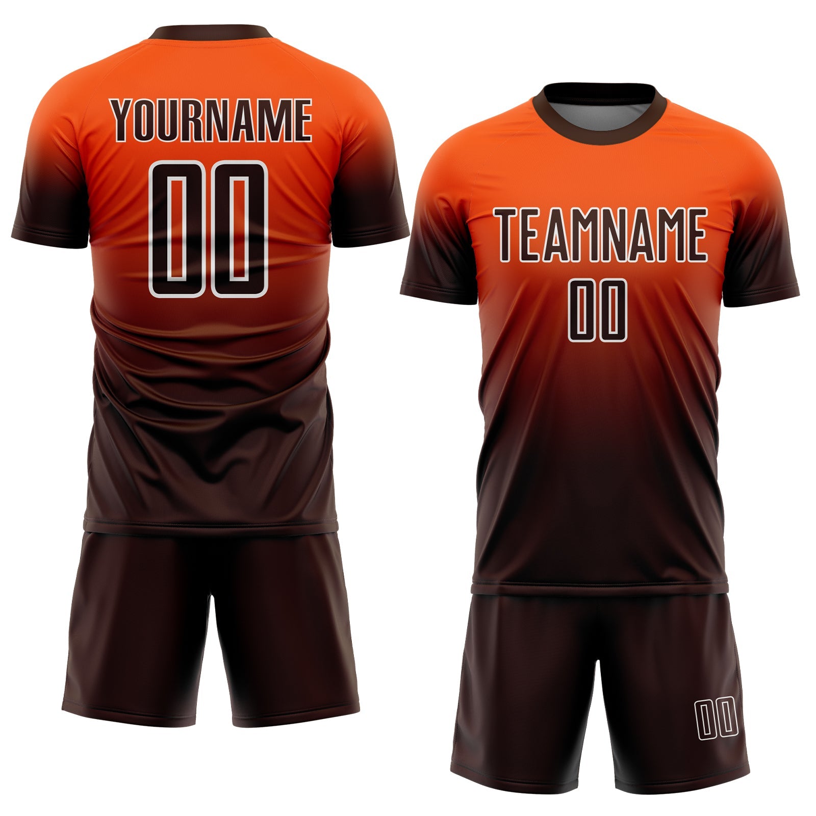 Custom Orange Brown-White Fade Fashion Sublimation Soccer Uniform Jersey view 2