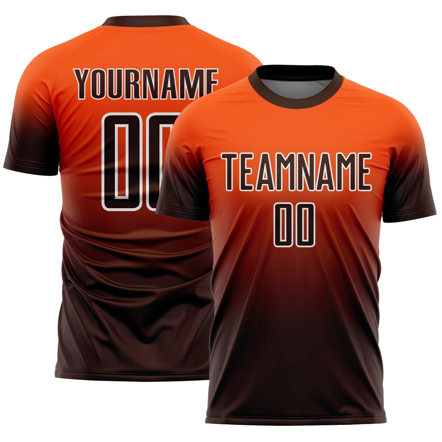 Custom Orange Brown-White Fade Fashion Sublimation Soccer Uniform Jersey - Main View