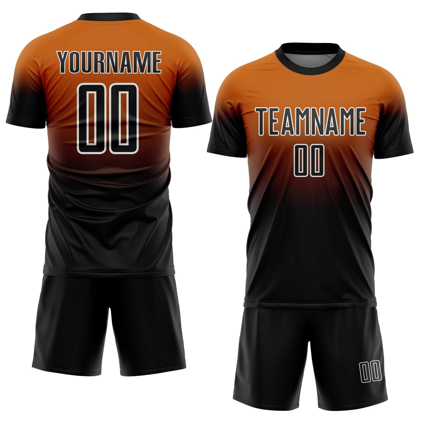 Custom Bay Orange Black-White Fade Fashion Sublimation Soccer Uniform Jersey view 2