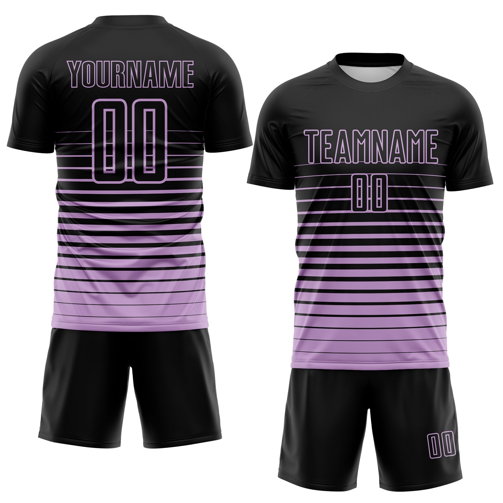 Custom Black Light Purple Gradient Pinstripe Sublimation Soccer Uniform Jersey view 2