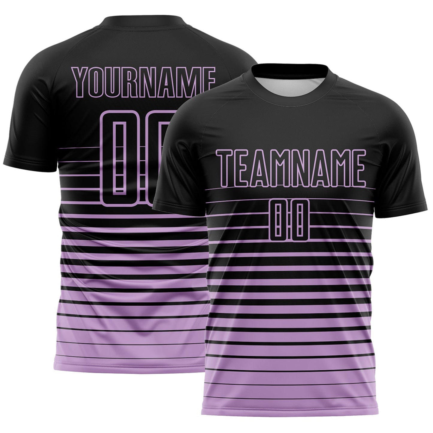 Custom Black Light Purple Gradient Pinstripe Sublimation Soccer Uniform Jersey - Main View
