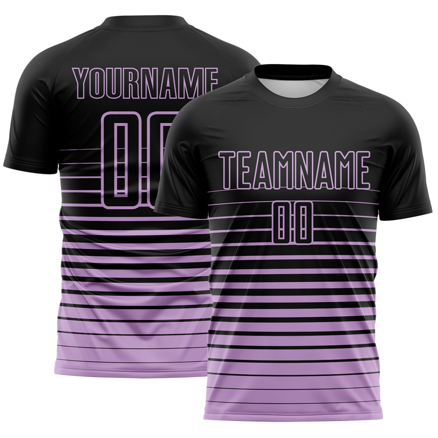 Custom Black Light Purple Gradient Pinstripe Sublimation Soccer Uniform Jersey - Main View