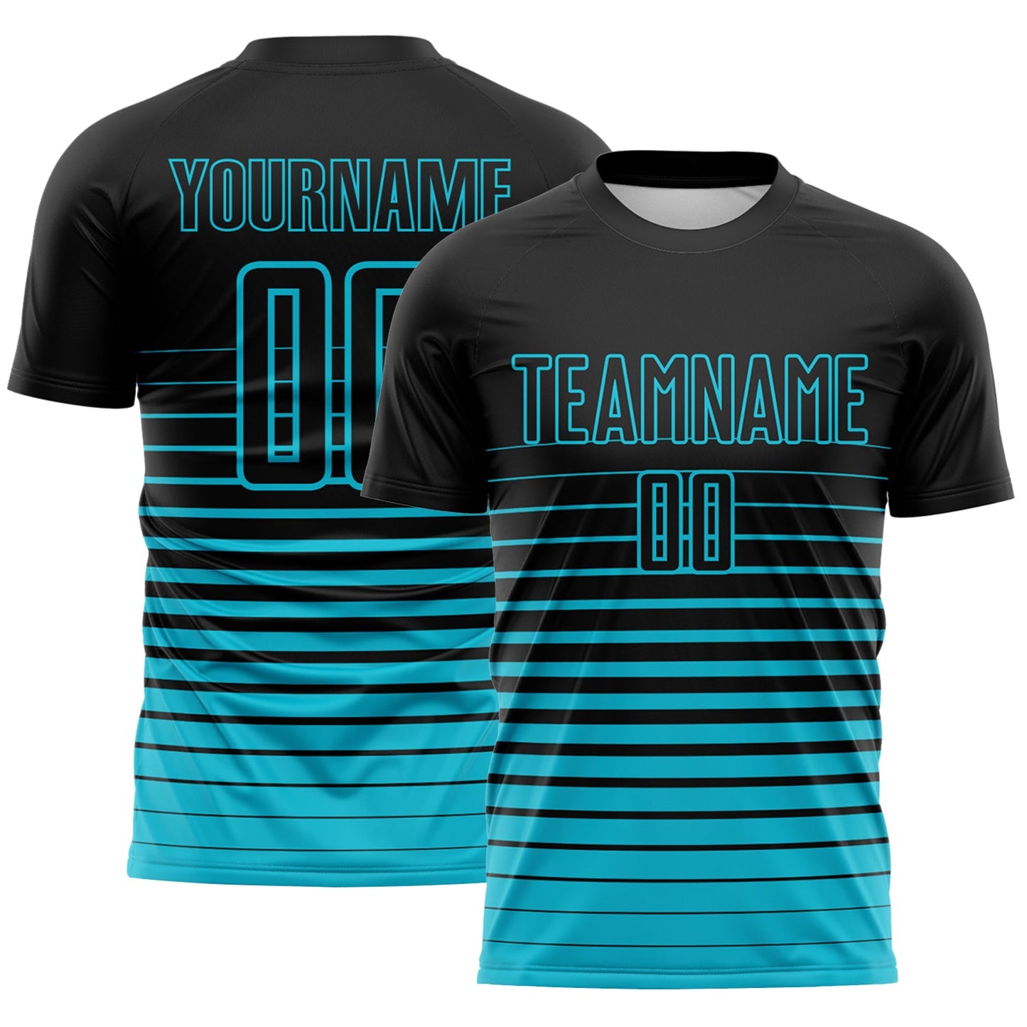 Custom Black Lakes Blue Gradient Pinstripe Sublimation Soccer Uniform Jersey - Main View
