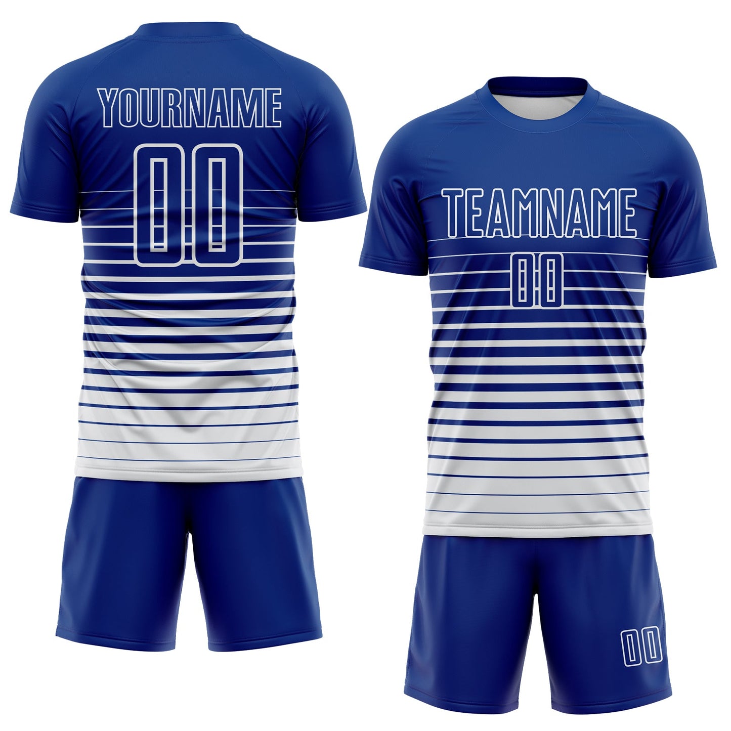 Custom Royal White Gradient Pinstripe Sublimation Soccer Uniform Jersey view 2