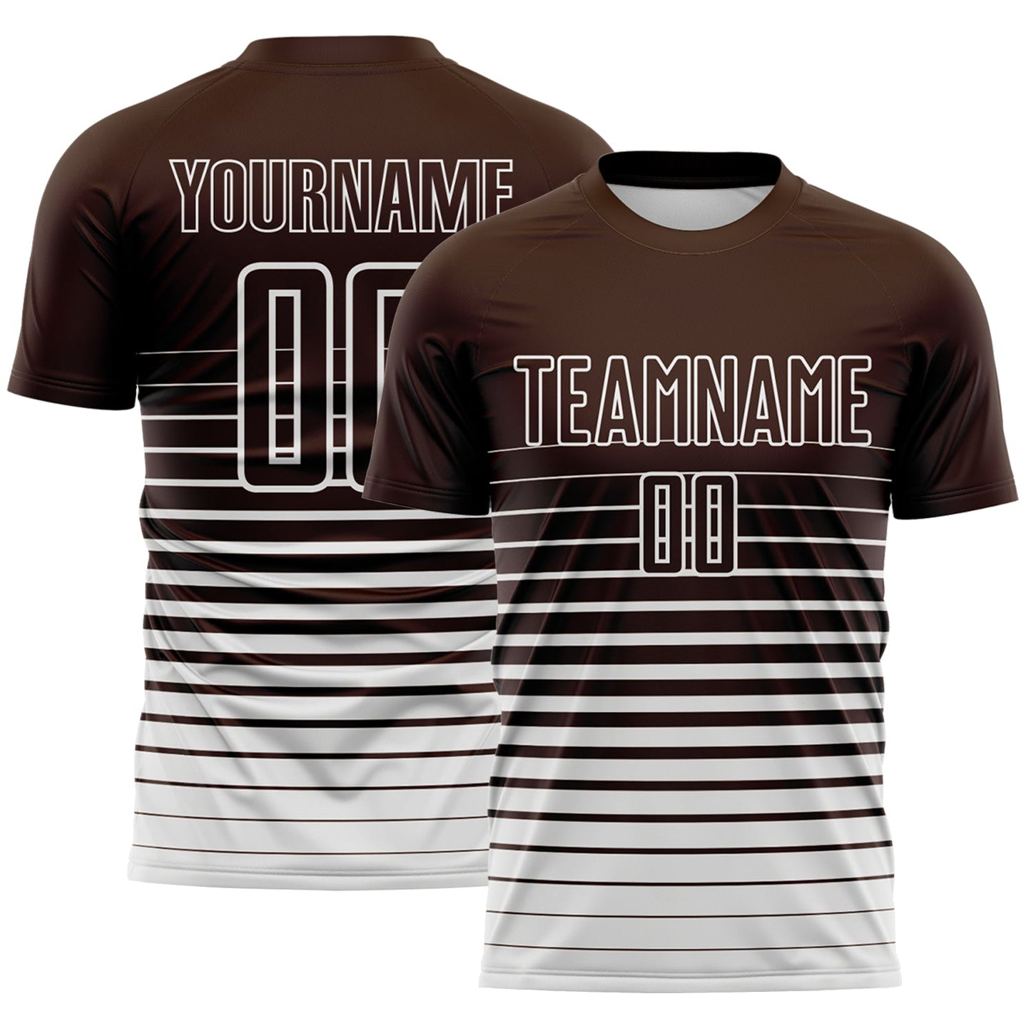 Custom Brown White Gradient Pinstripe Sublimation Soccer Uniform Jersey - Main View