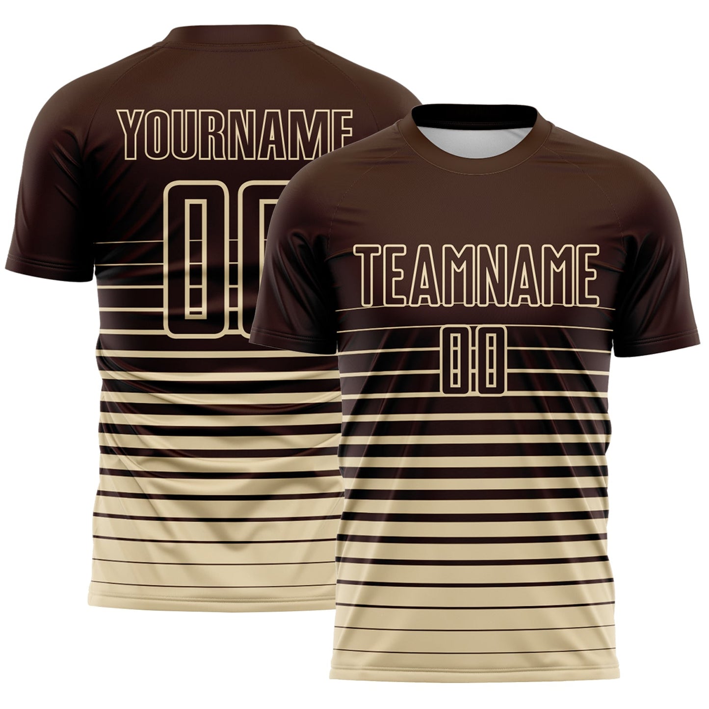 Custom Brown Cream Gradient Pinstripe Sublimation Soccer Uniform Jersey - Main View