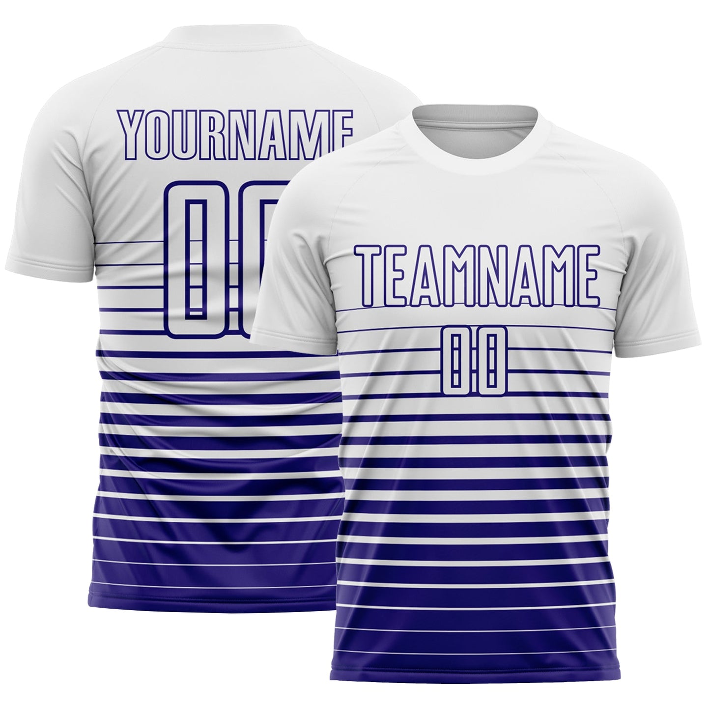 Custom White Dark Purple Gradient Pinstripe Sublimation Soccer Uniform Jersey - Main View
