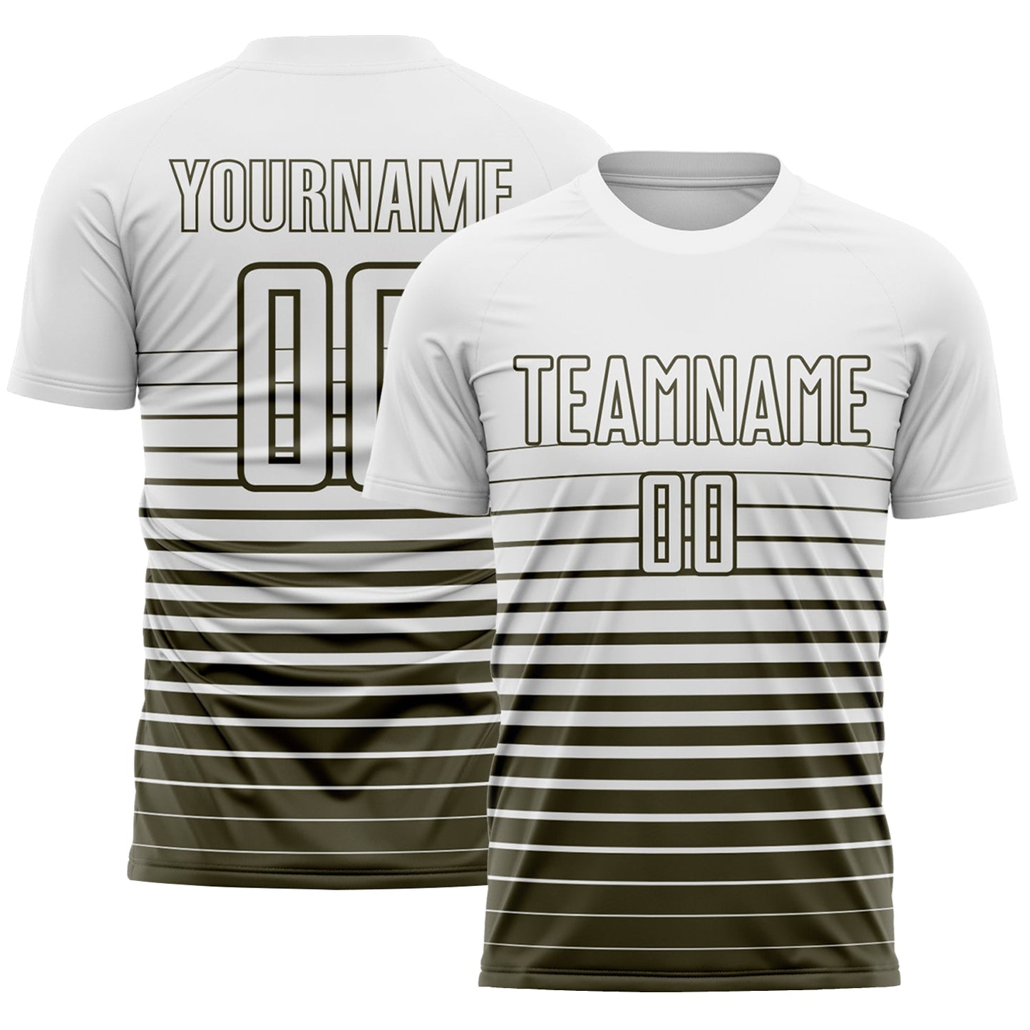 Custom White Olive Gradient Pinstripe Sublimation Soccer Uniform Jersey - Main View