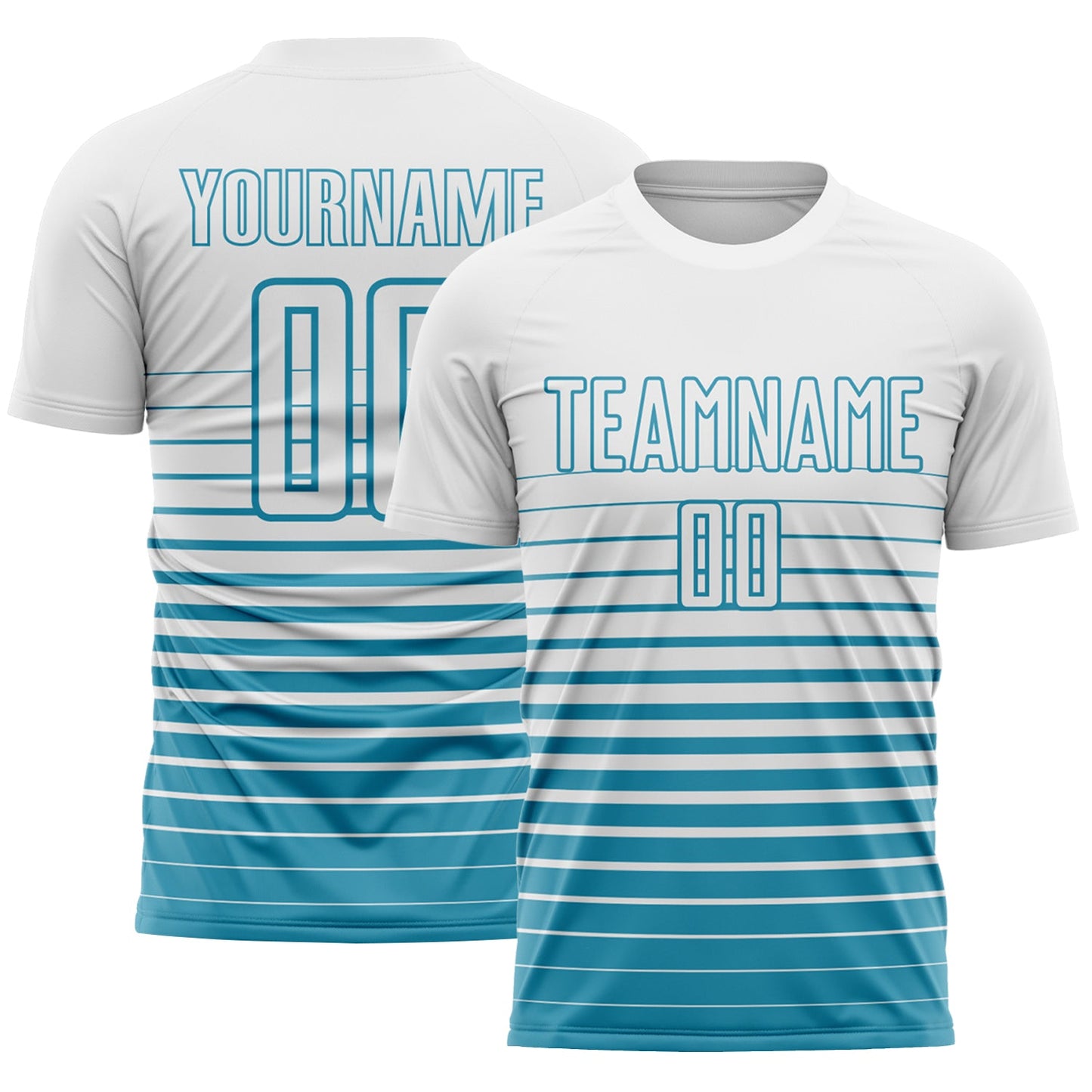 Custom White Panther Blue Gradient Pinstripe Sublimation Soccer Uniform Jersey - Main View