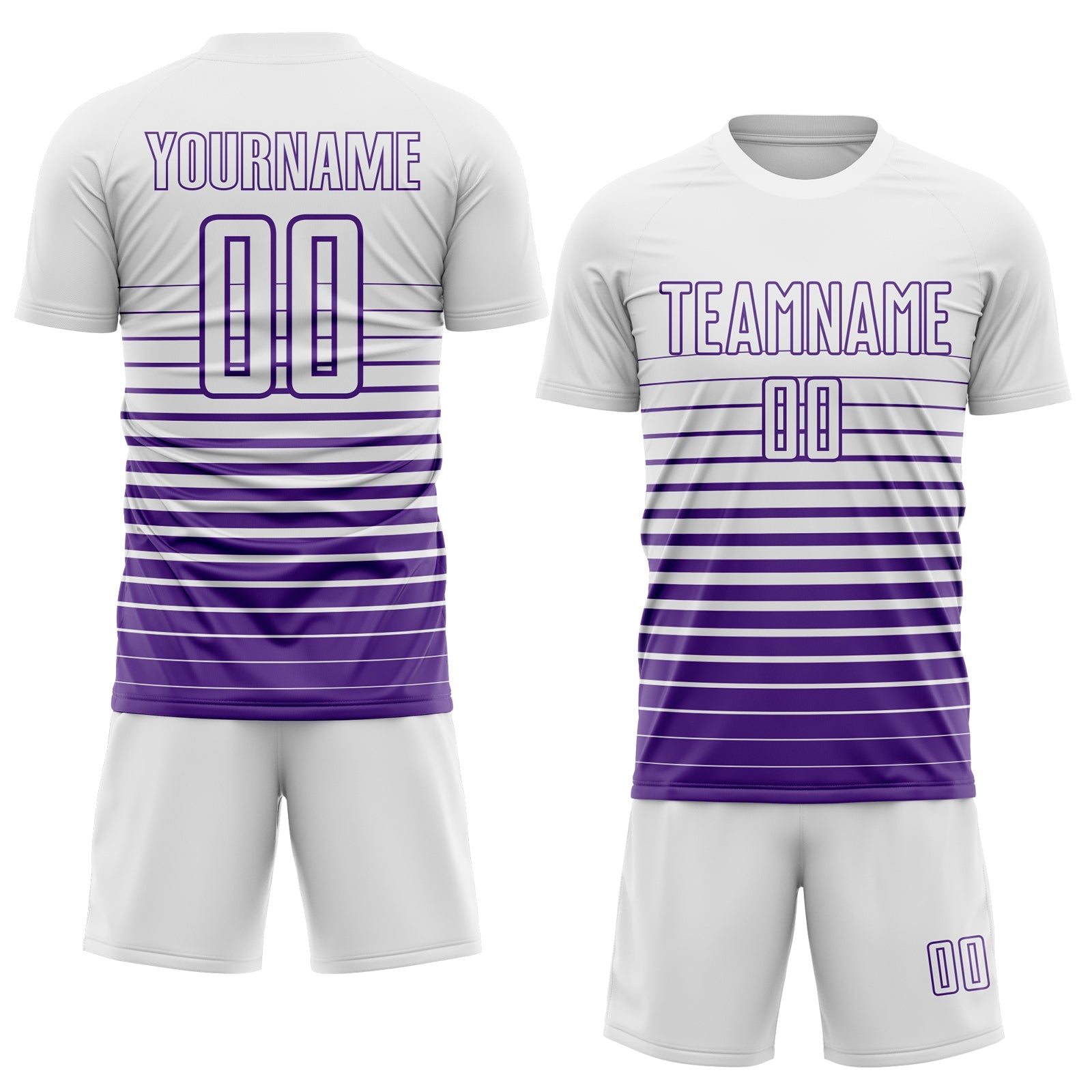 Custom White Purple Gradient Pinstripe Sublimation Soccer Uniform Jersey view 2