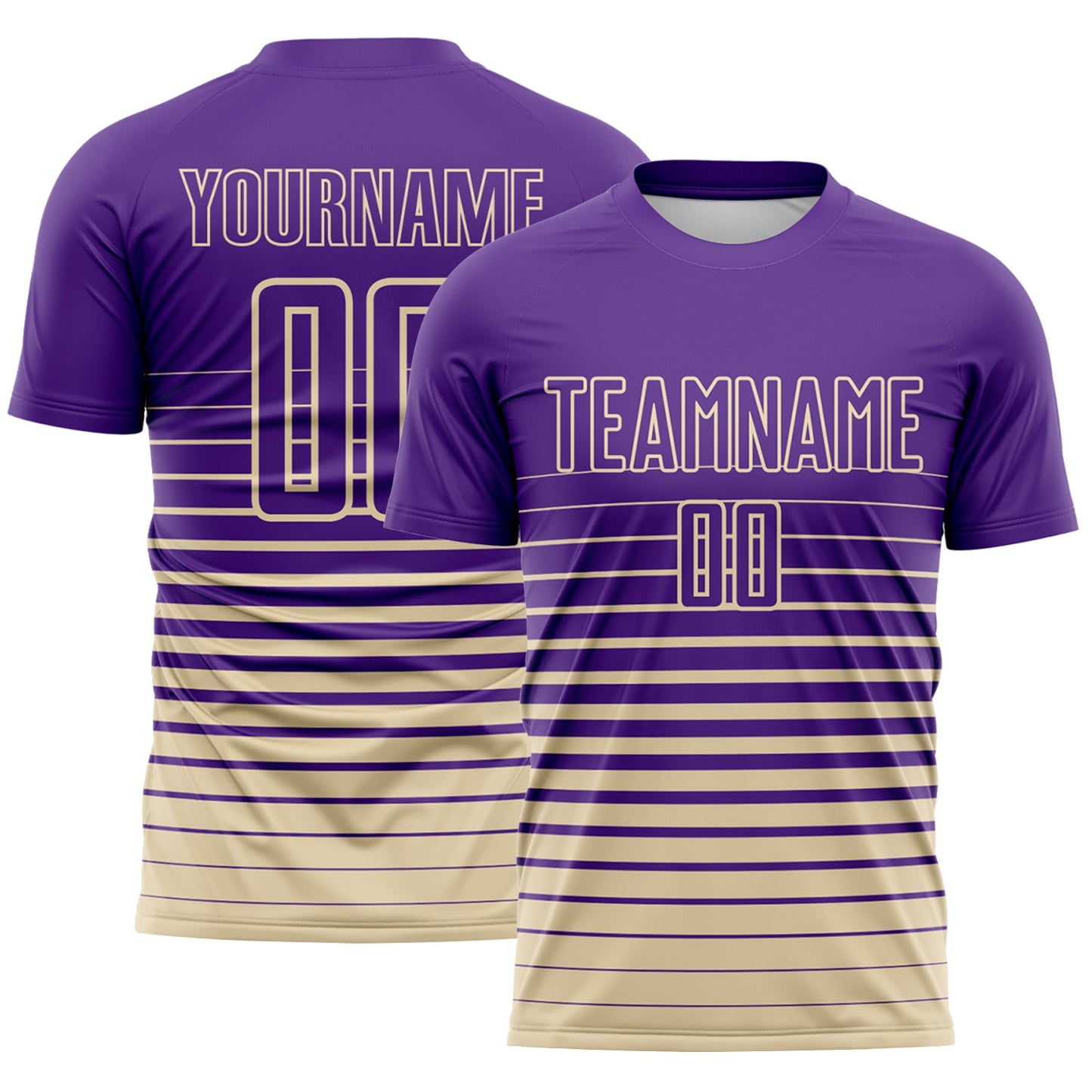 Custom Purple Cream Gradient Pinstripe Sublimation Soccer Uniform Jersey - Main View