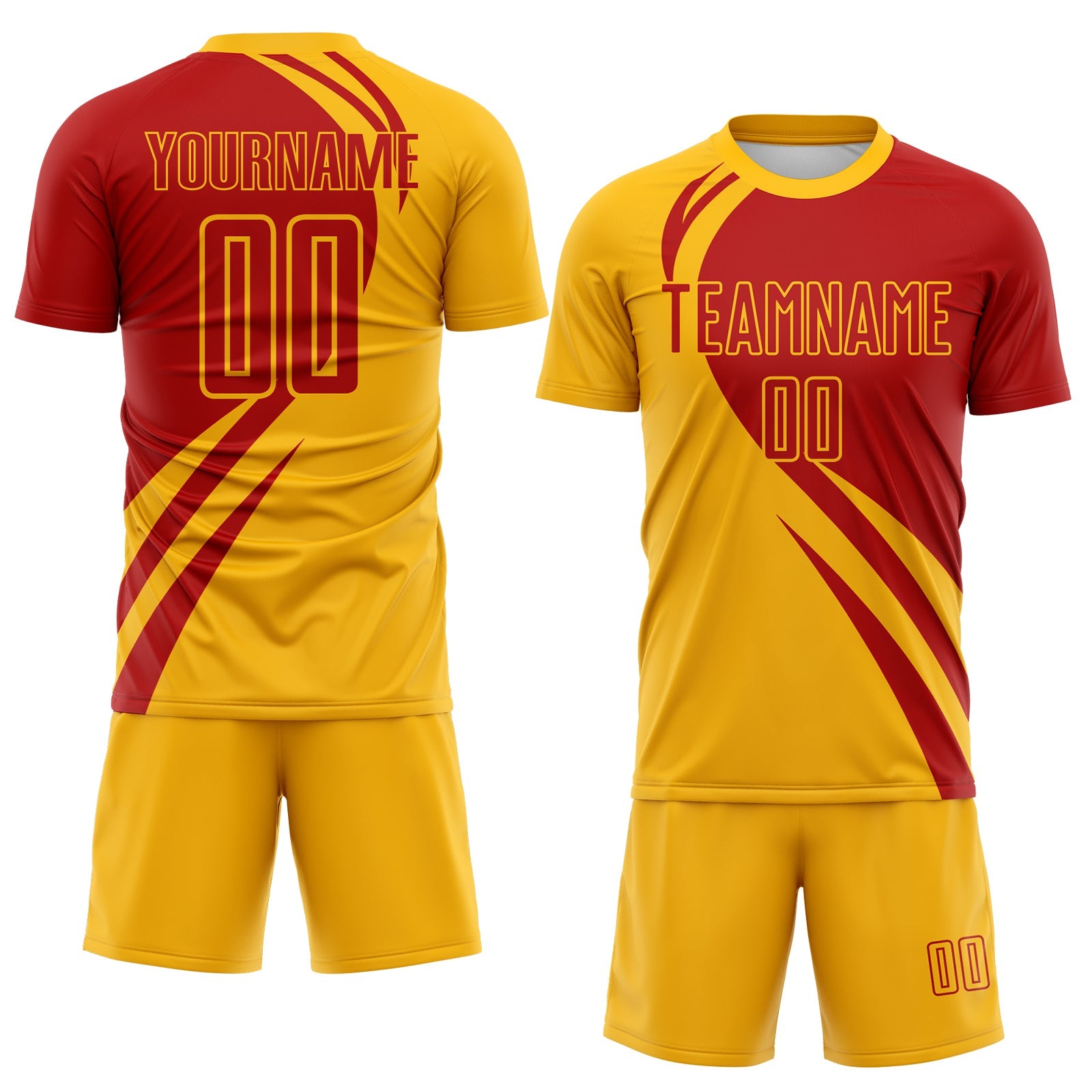 Custom Navy Red Diagonal Streamline Color Block Swirl Curve Lines Sublimation Soccer Uniform Jersey view 2