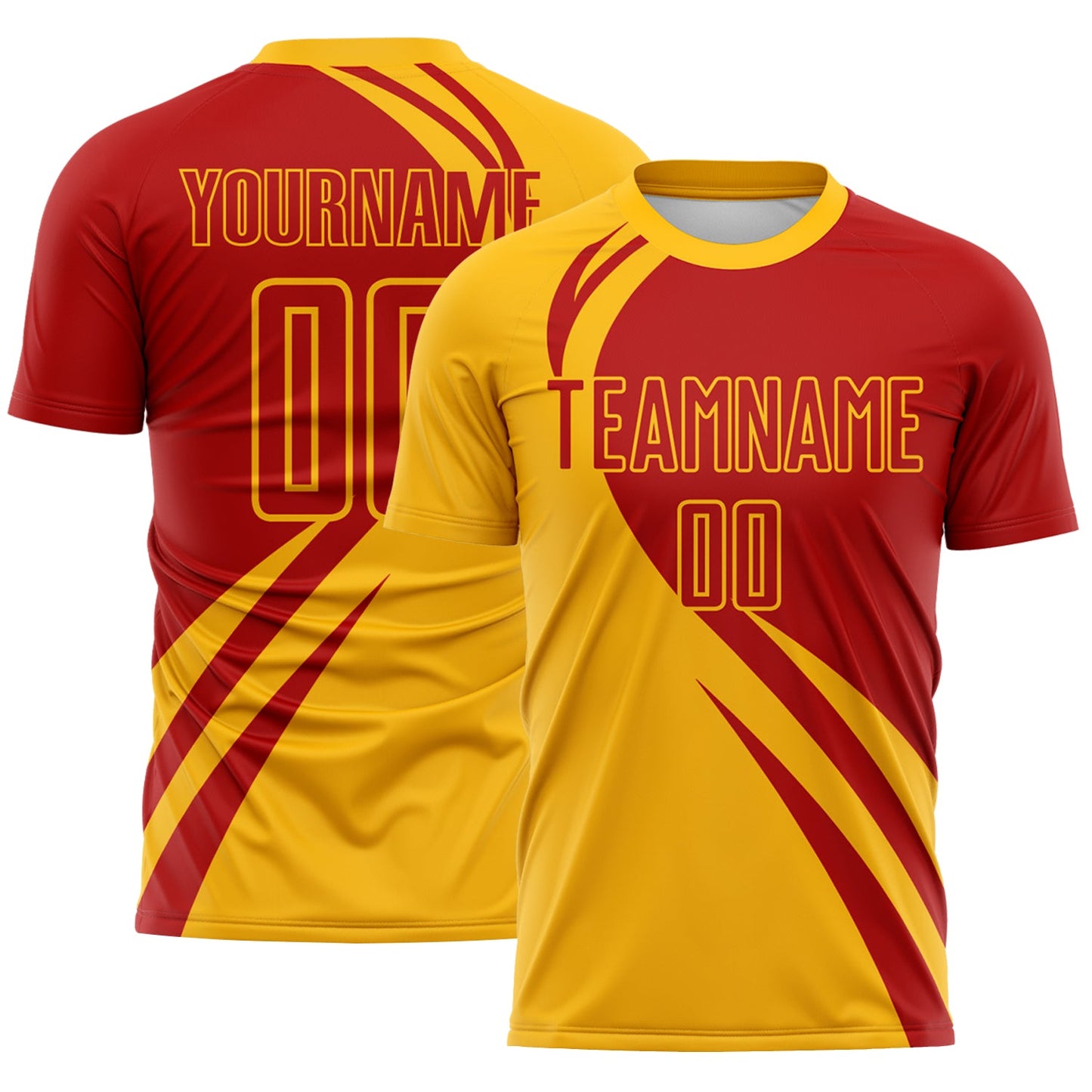 Custom Navy Red Diagonal Streamline Color Block Swirl Curve Lines Sublimation Soccer Uniform Jersey - Main View