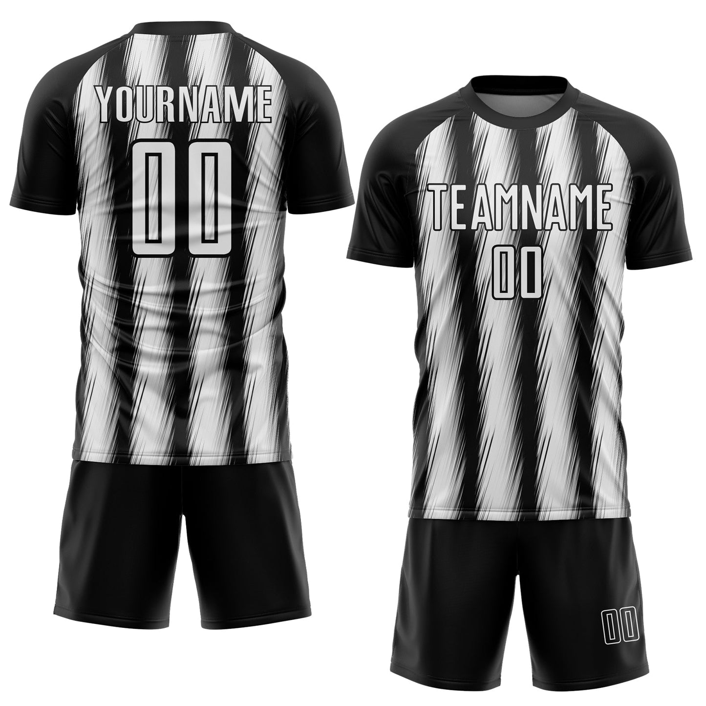 Custom Black White Vertical Brush Stroke Stripes Sublimation Soccer Uniform Jersey view 2