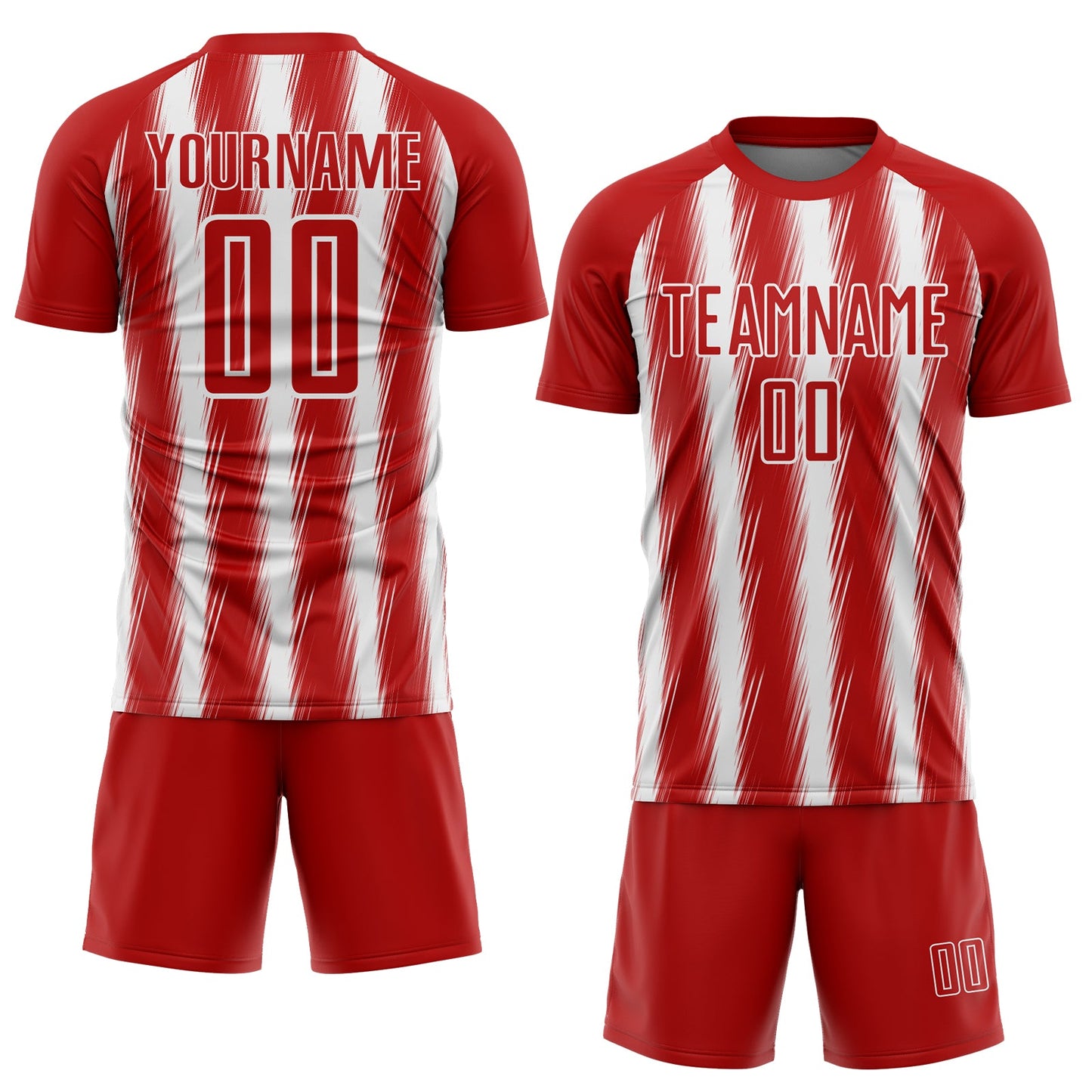 Custom Red White Vertical Brush Stroke Stripes Sublimation Soccer Uniform Jersey view 2