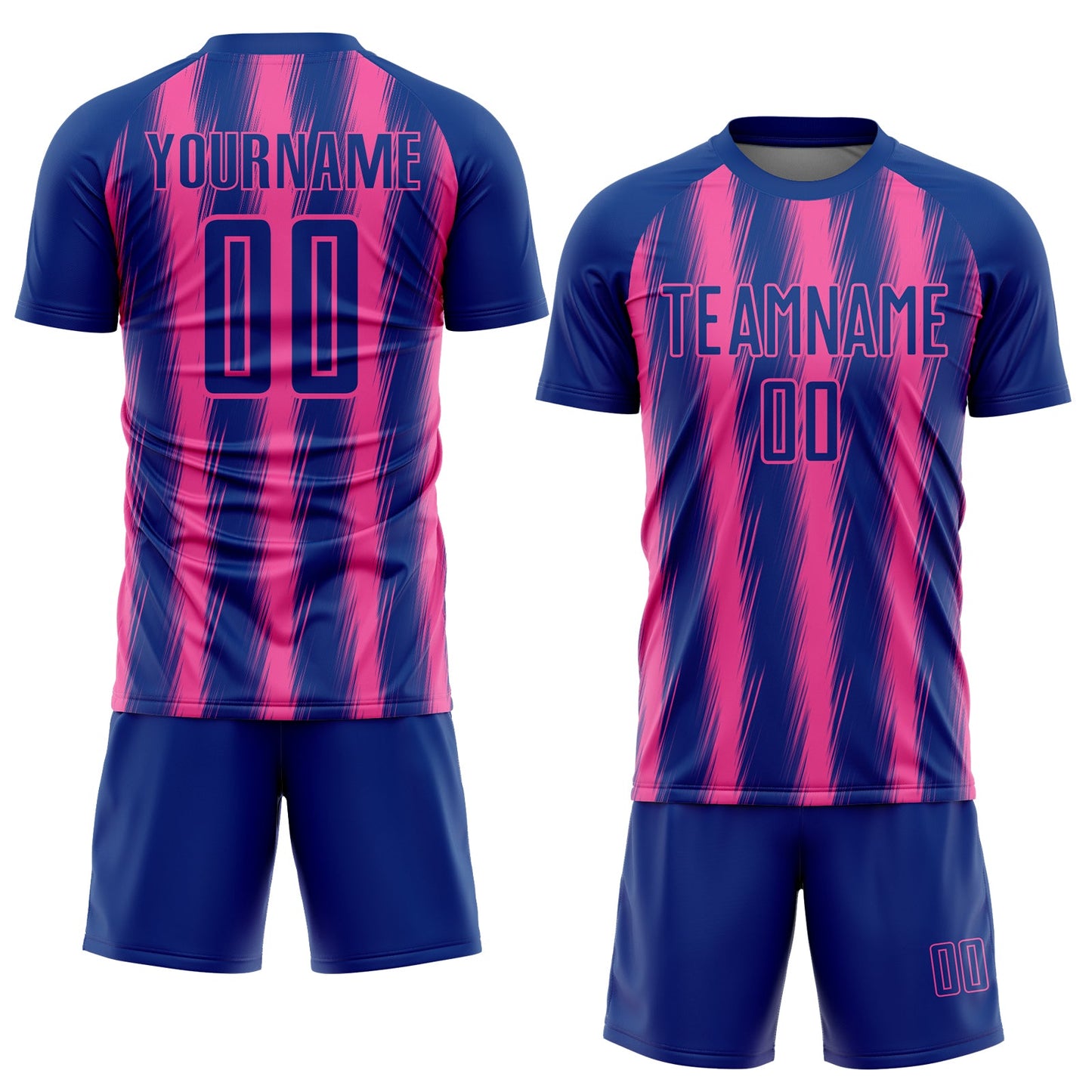 Custom Royal Pink Vertical Brush Stroke Stripes Sublimation Soccer Uniform Jersey view 2