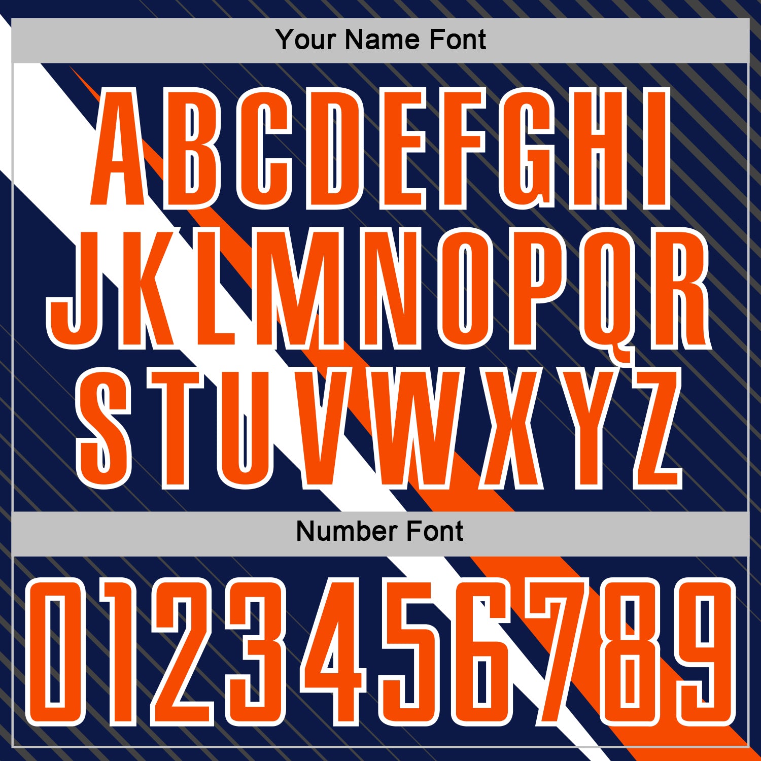 Custom Navy Orange-White Diagonal Stripes Sports Sublimation Soccer Uniform Jersey view 6