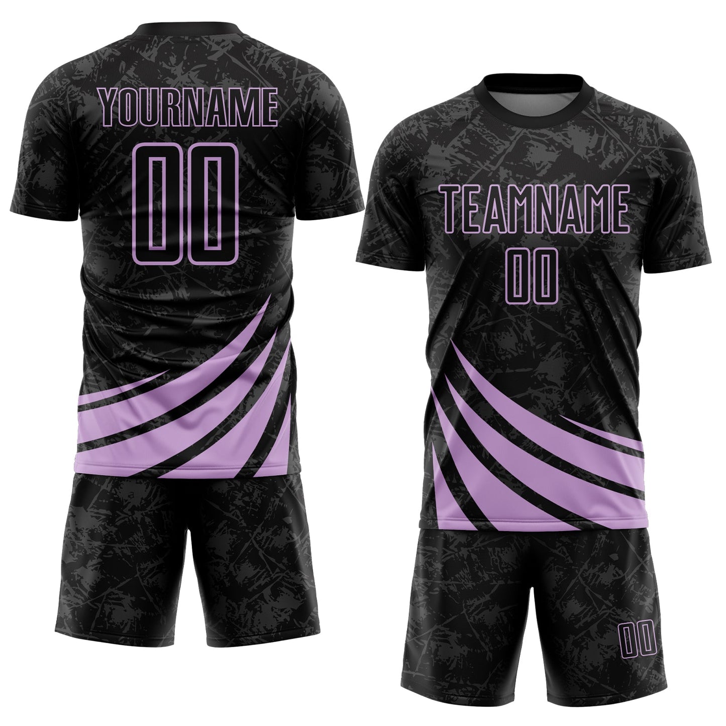 Custom Black Light Purple Distressed Diagonal Stripes Wind Shapes Sports Sublimation Soccer Uniform Jersey view 2
