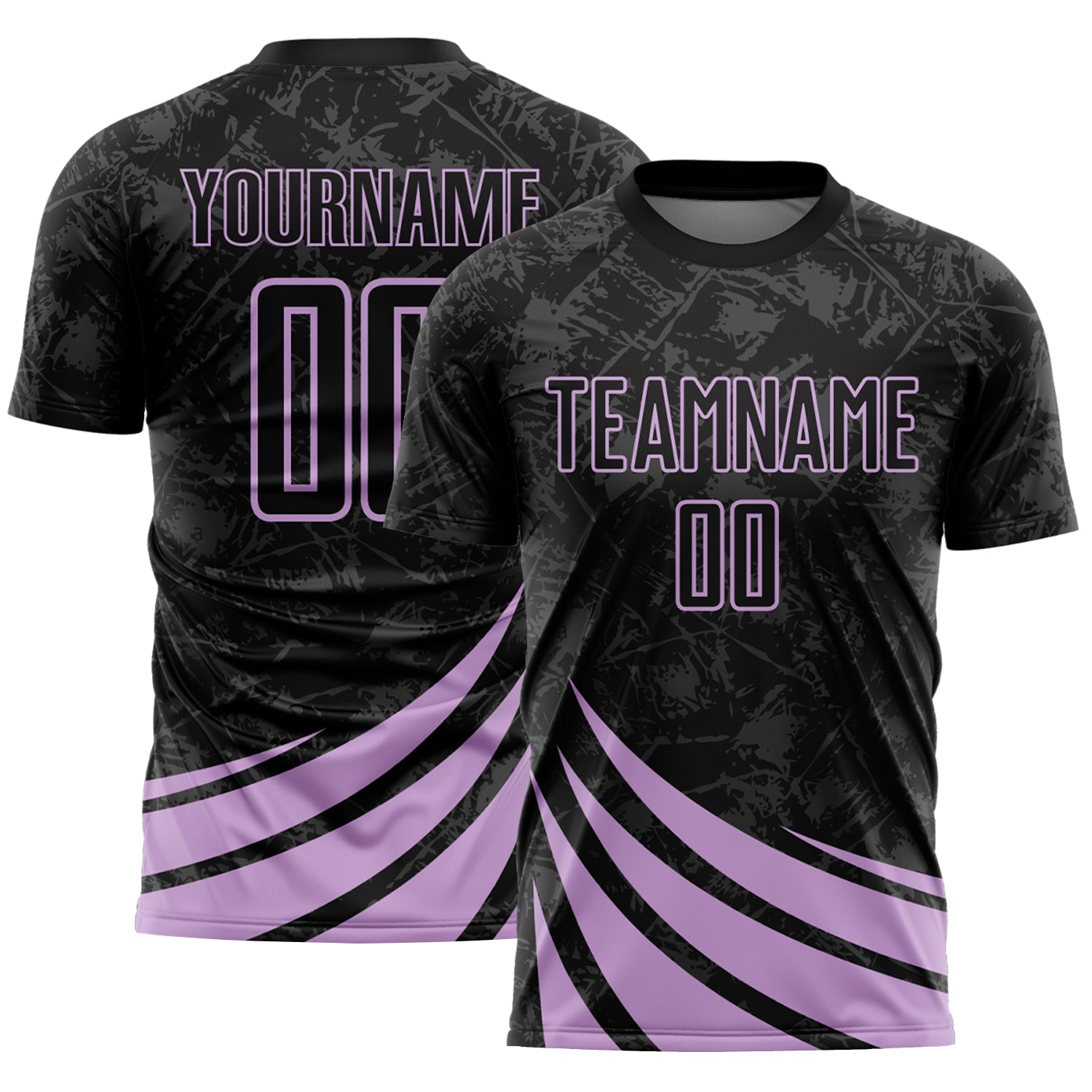 Custom Black Light Purple Distressed Diagonal Stripes Wind Shapes Sports Sublimation Soccer Uniform Jersey - Main View