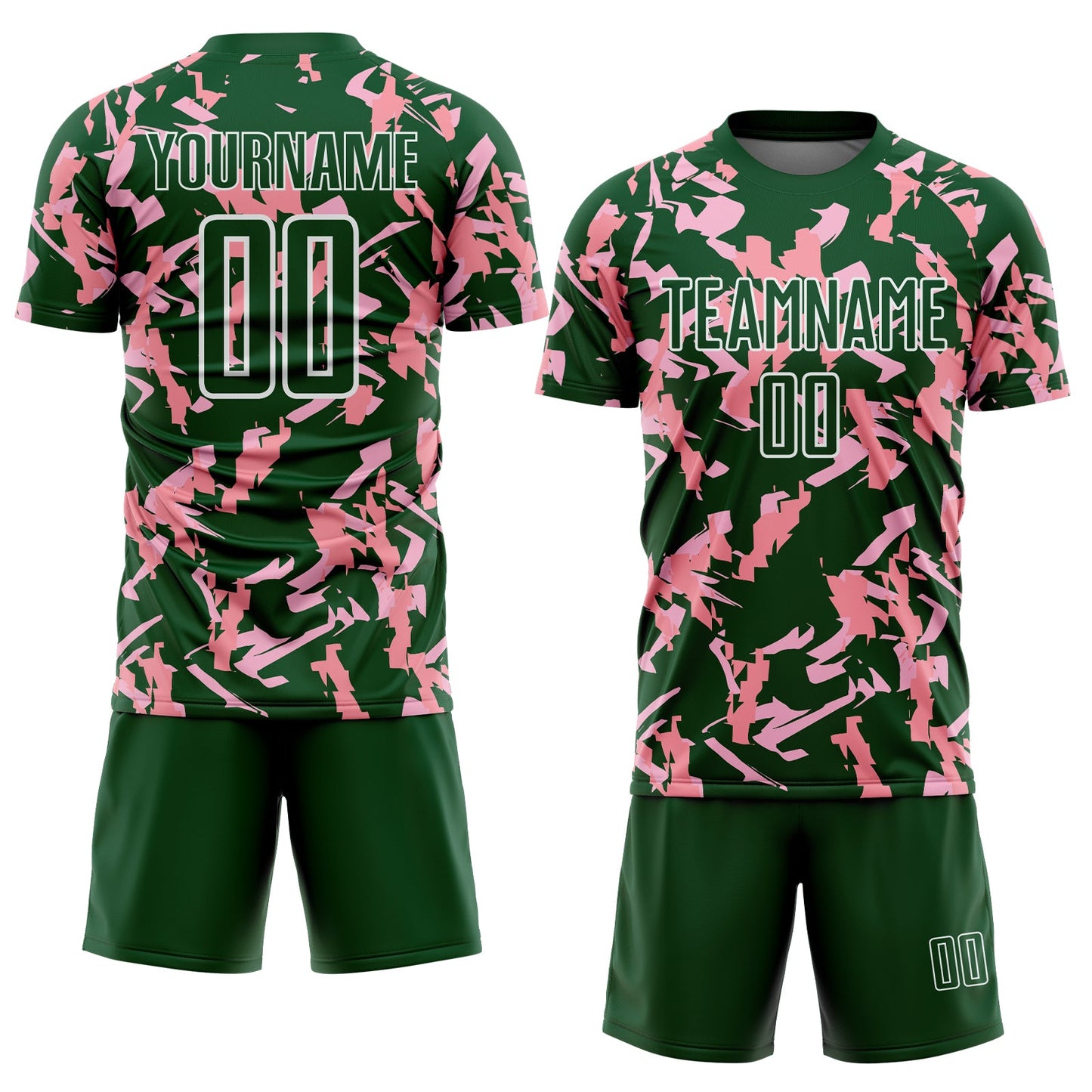 Custom Green White-Pink Geometric Camo Fragment Sports Sublimation Soccer Uniform Jersey view 2