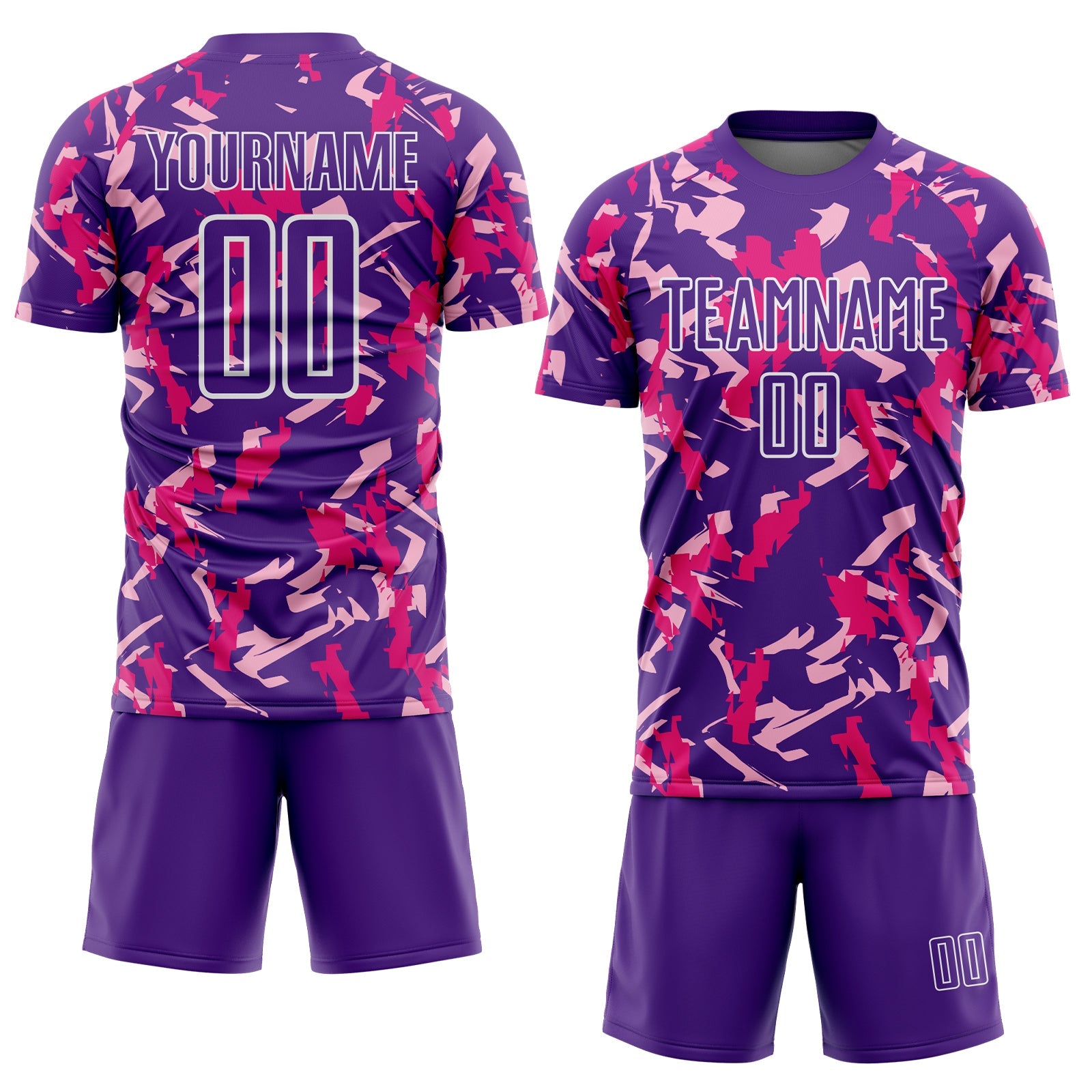 Custom Purple White-Pink Geometric Camo Fragment Sports Sublimation Soccer Uniform Jersey view 2
