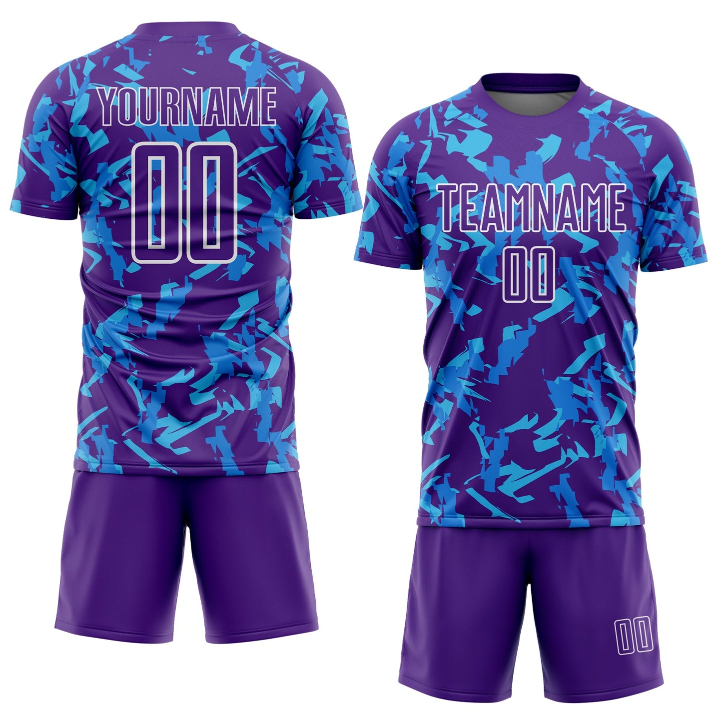 Custom Purple White-Blue Geometric Camo Fragment Sports Sublimation Soccer Uniform Jersey view 2