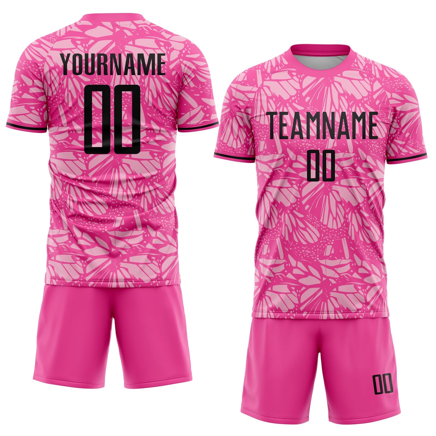 Custom Pink Black-Light Pink Colombia Butterfly Wings Pattern Sublimation Soccer Uniform Jersey view 2