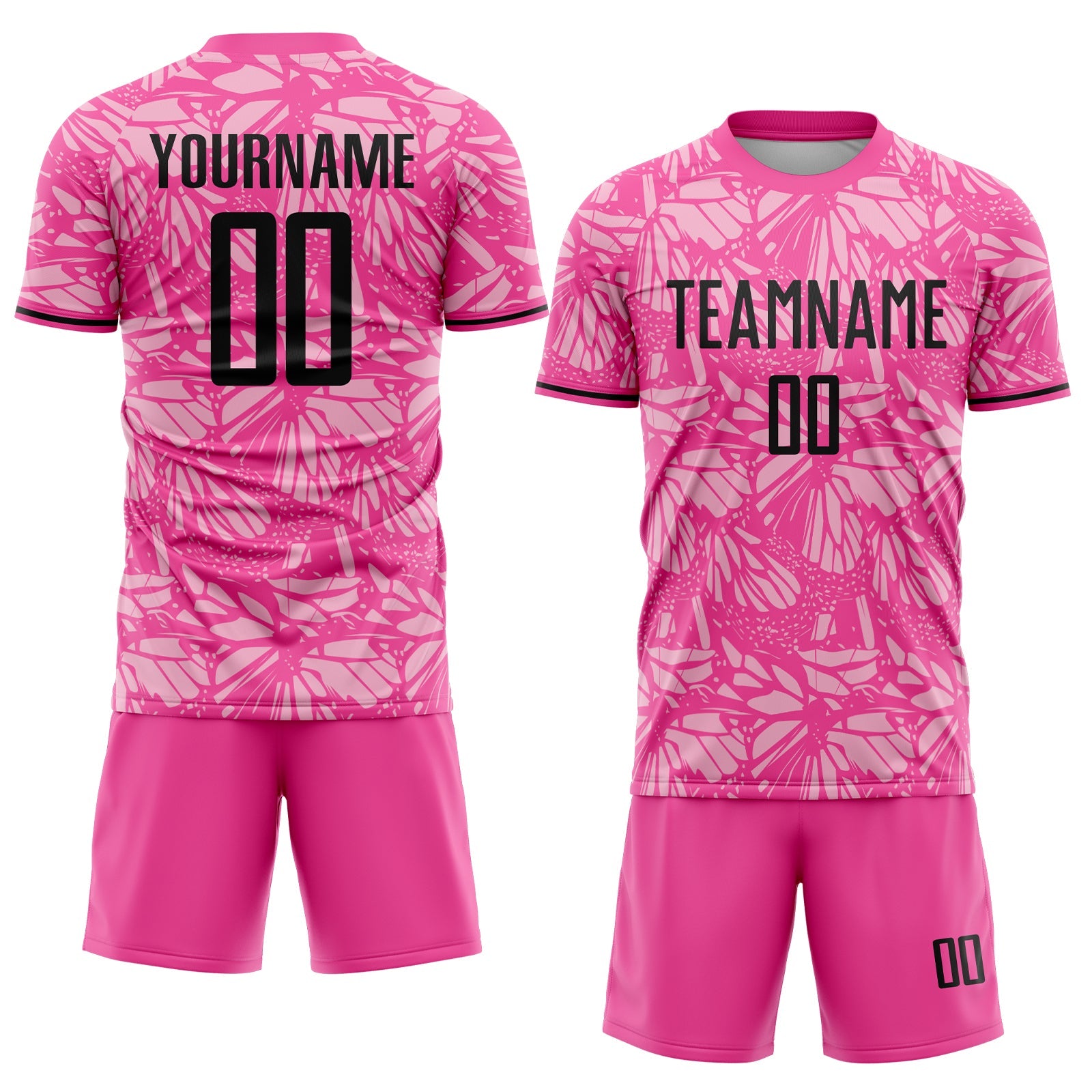 Custom Pink Black-Light Pink Colombia Butterfly Wings Pattern Sublimation Soccer Uniform Jersey view 2