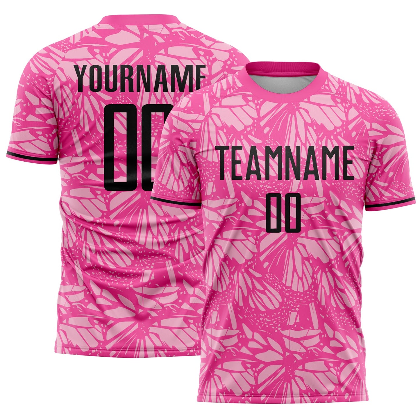 Custom Pink Black-Light Pink Colombia Butterfly Wings Pattern Sublimation Soccer Uniform Jersey - Main View