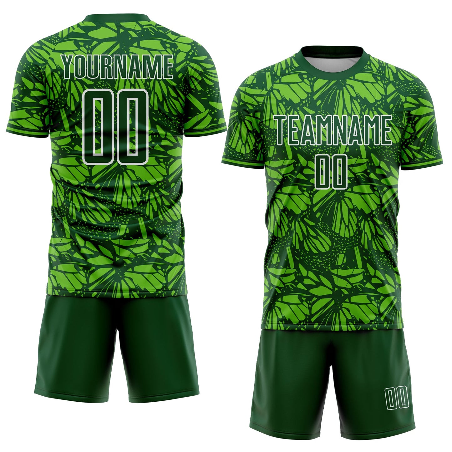 Custom Green Aurora Green-White Colombia Butterfly Wings Pattern Sublimation Soccer Uniform Jersey view 2