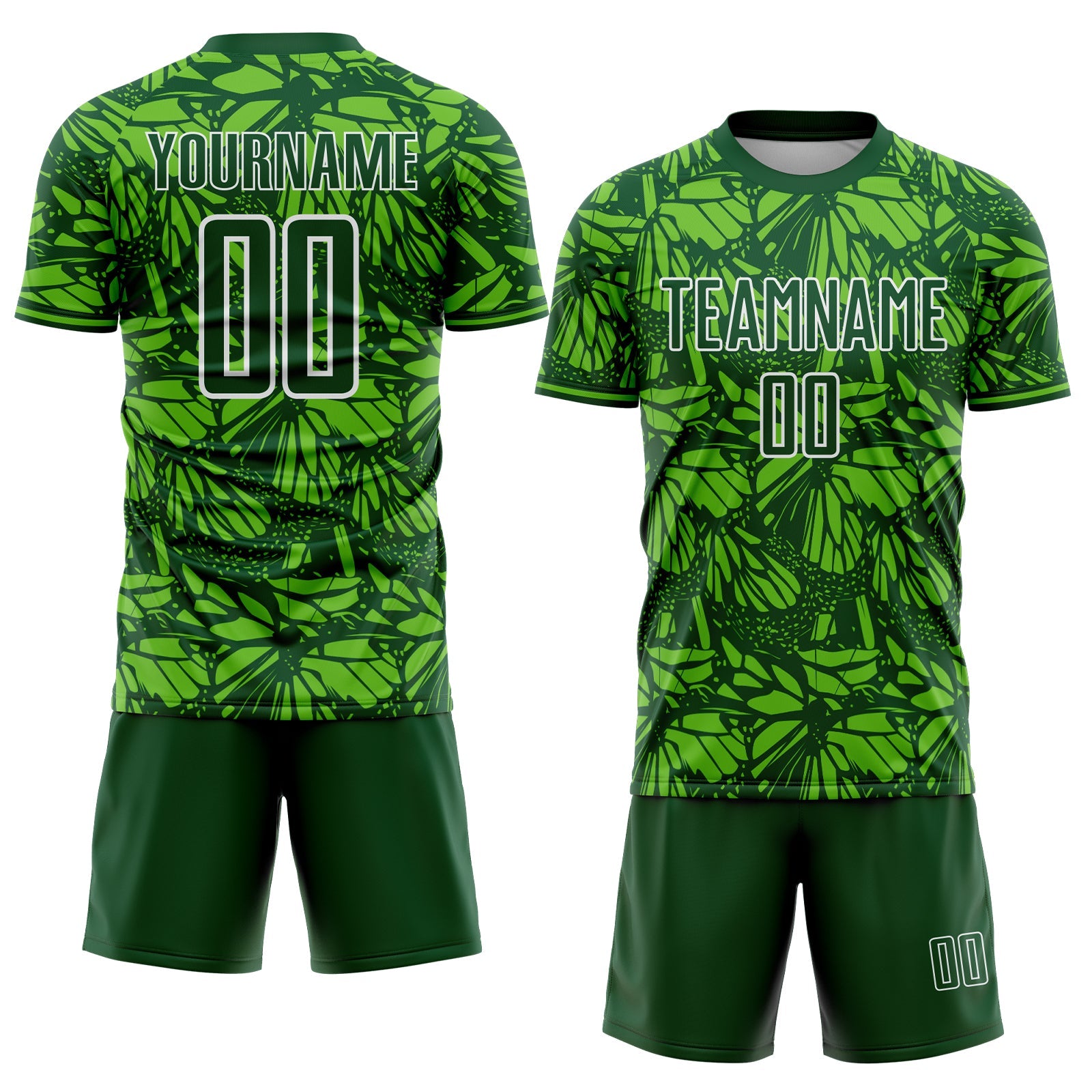 Custom Green Aurora Green-White Colombia Butterfly Wings Pattern Sublimation Soccer Uniform Jersey view 2