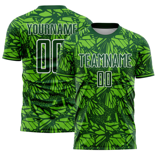 Custom Green Aurora Green-White Colombia Butterfly Wings Pattern Sublimation Soccer Uniform Jersey - Main View