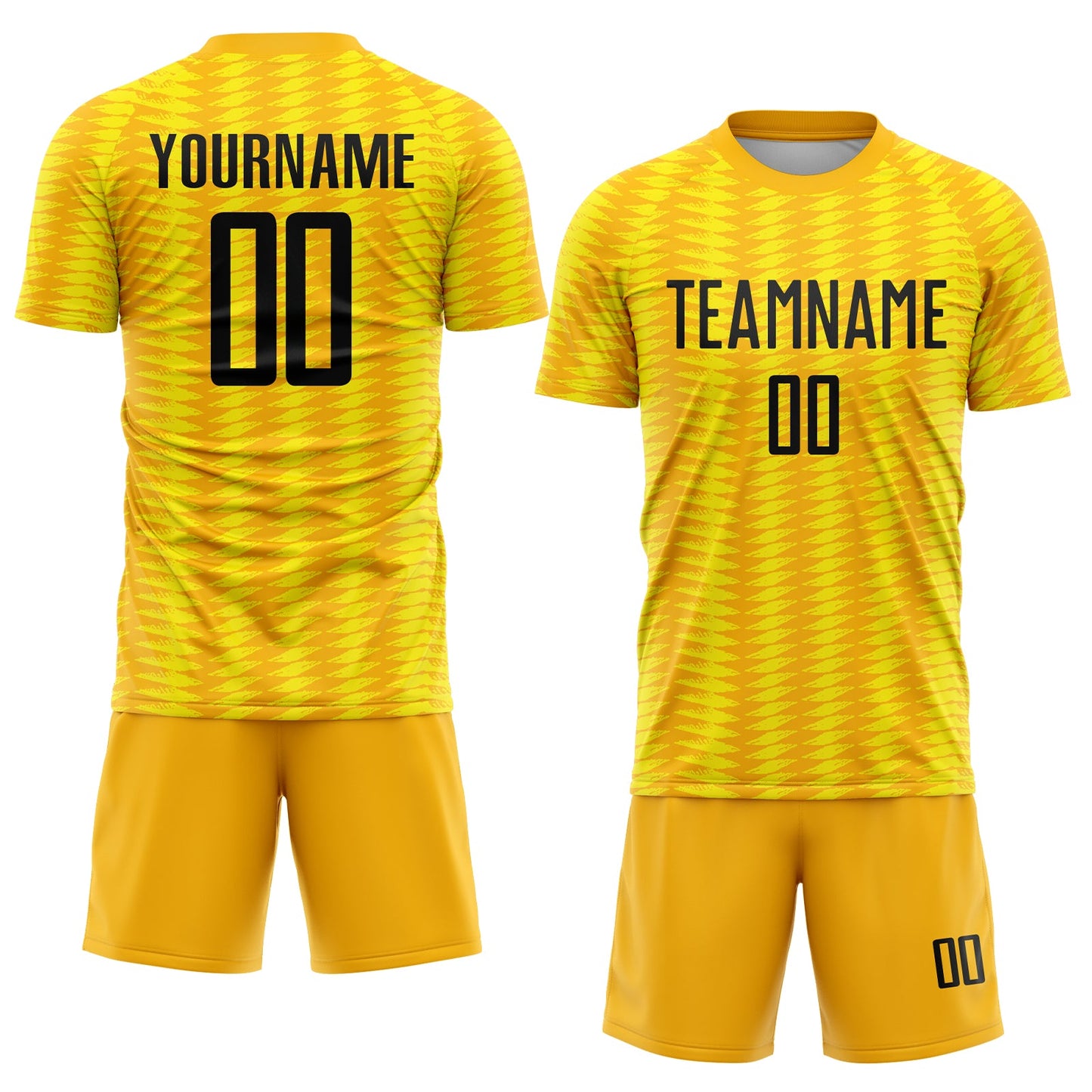 Custom Gold Black-Light Yellow Colombia Feather Pattern Sublimation Soccer Uniform Jersey view 2