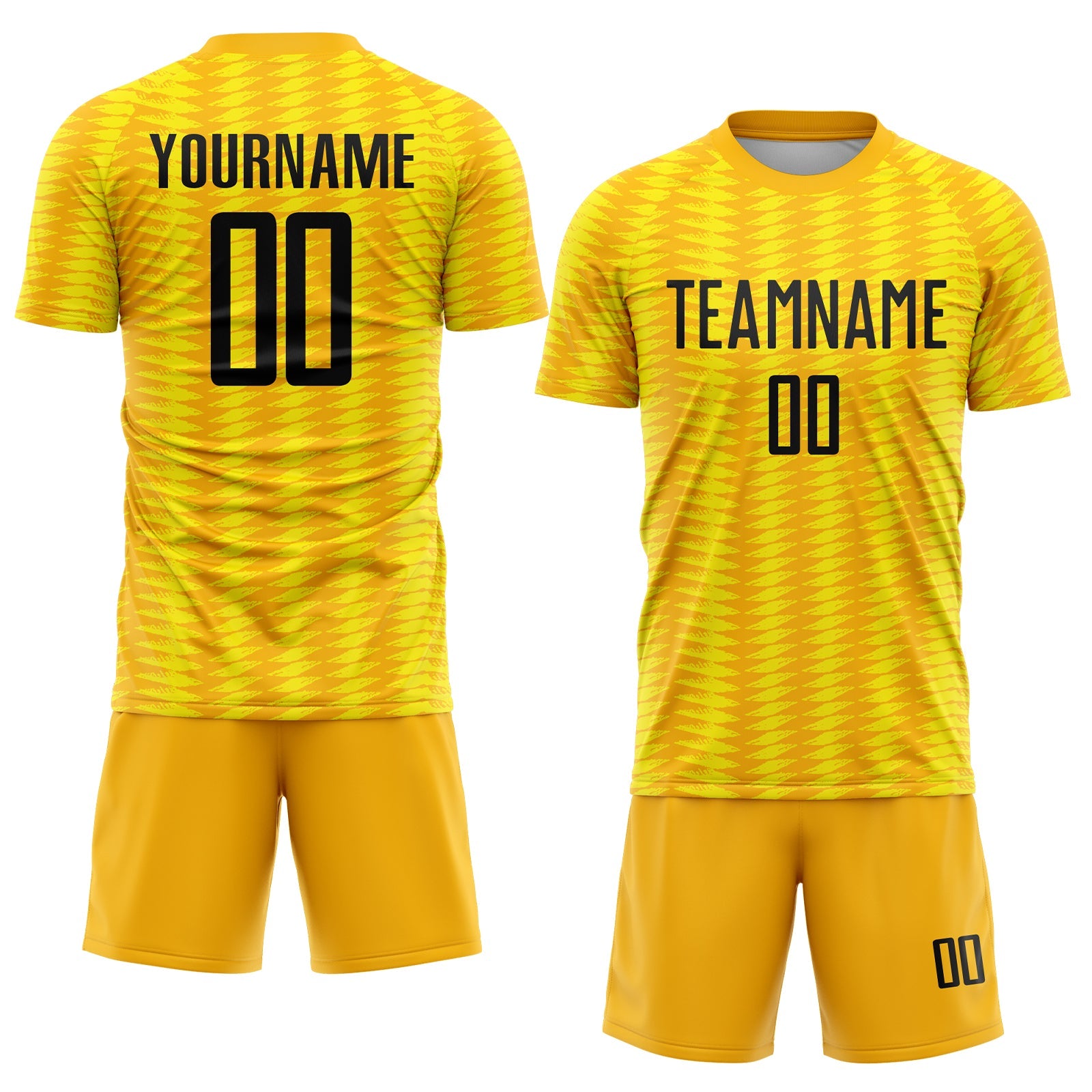 Custom Gold Black-Light Yellow Colombia Feather Pattern Sublimation Soccer Uniform Jersey view 2