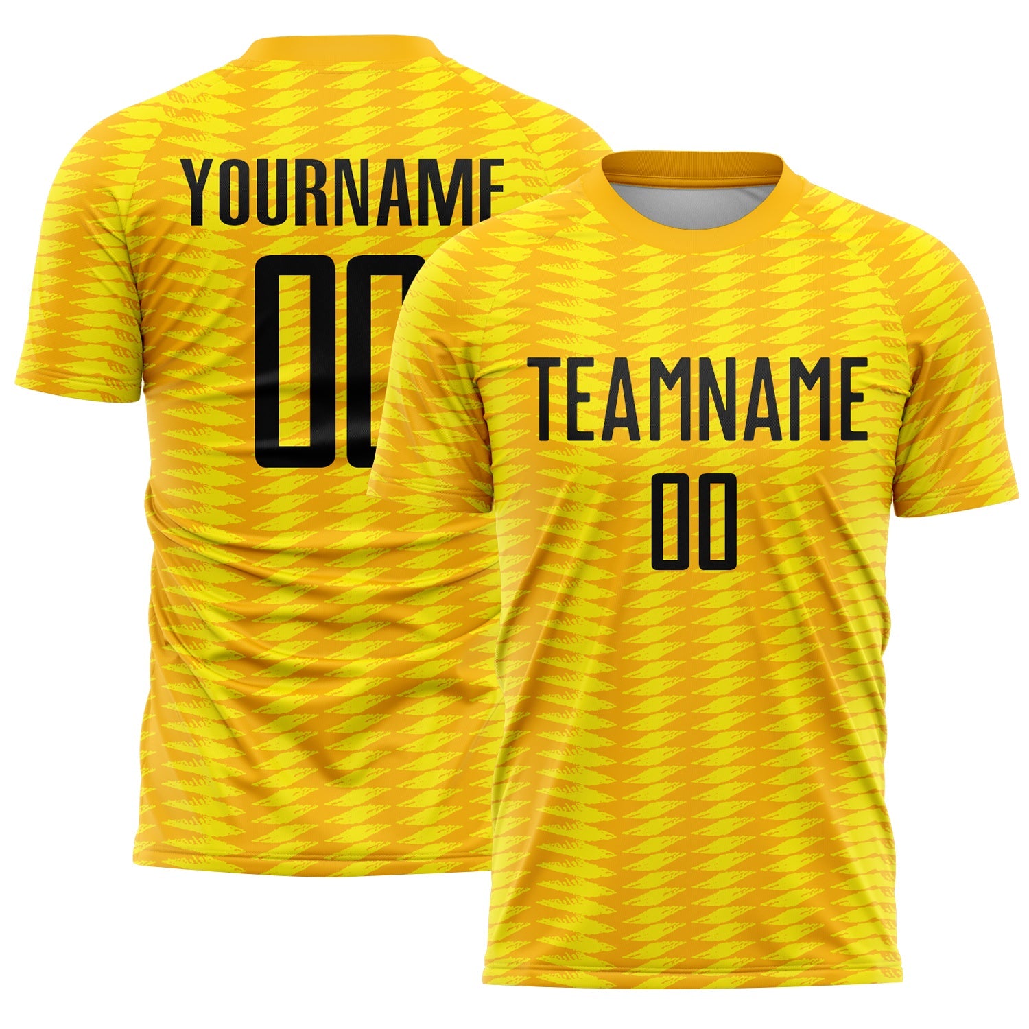 Custom Gold Black-Light Yellow Colombia Feather Pattern Sublimation Soccer Uniform Jersey - Main View
