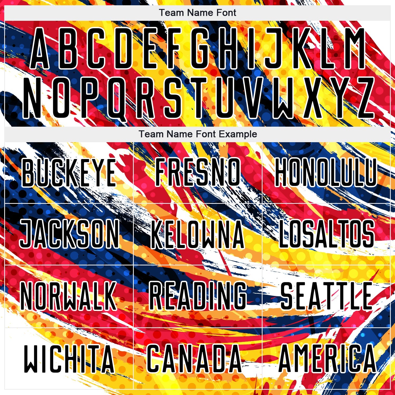 Custom Graffiti Pattern Black Yellow Blue-Red Colombia Brush Stroke Halftone Dot Pattern Sublimation Soccer Uniform Jersey view 5