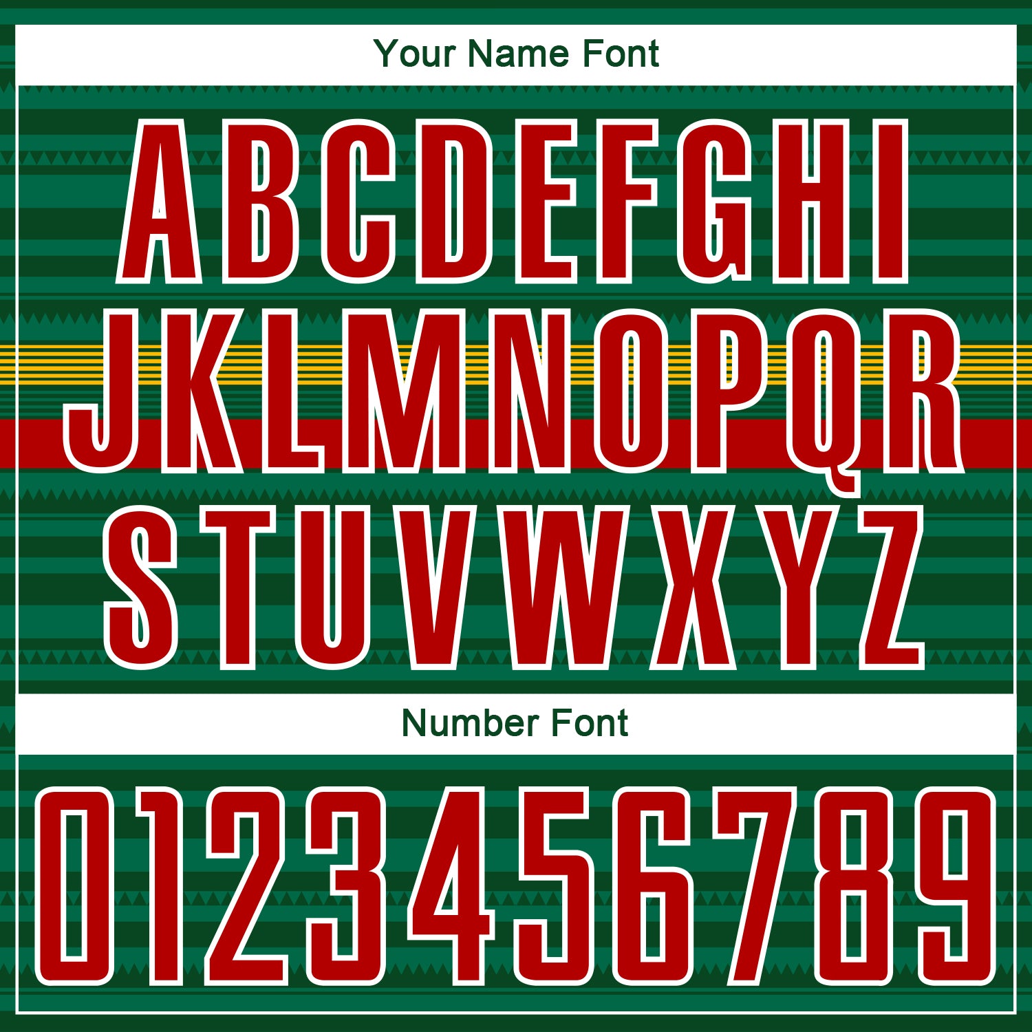 Custom Green Red Yellow-White Colombia Horizontal Stripes Geometric Aztec Tribal Pattern Sublimation Soccer Uniform Jersey view 6