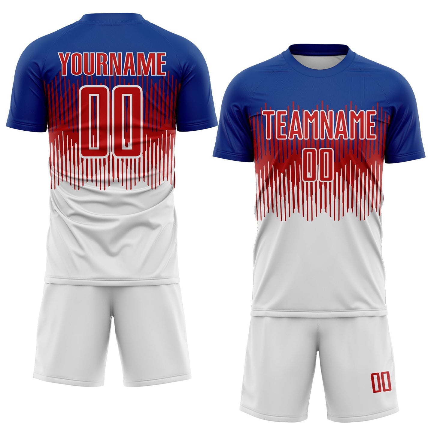 Custom Royal Red-White Colombia Gradient Lines Sublimation Soccer Uniform Jersey view 2