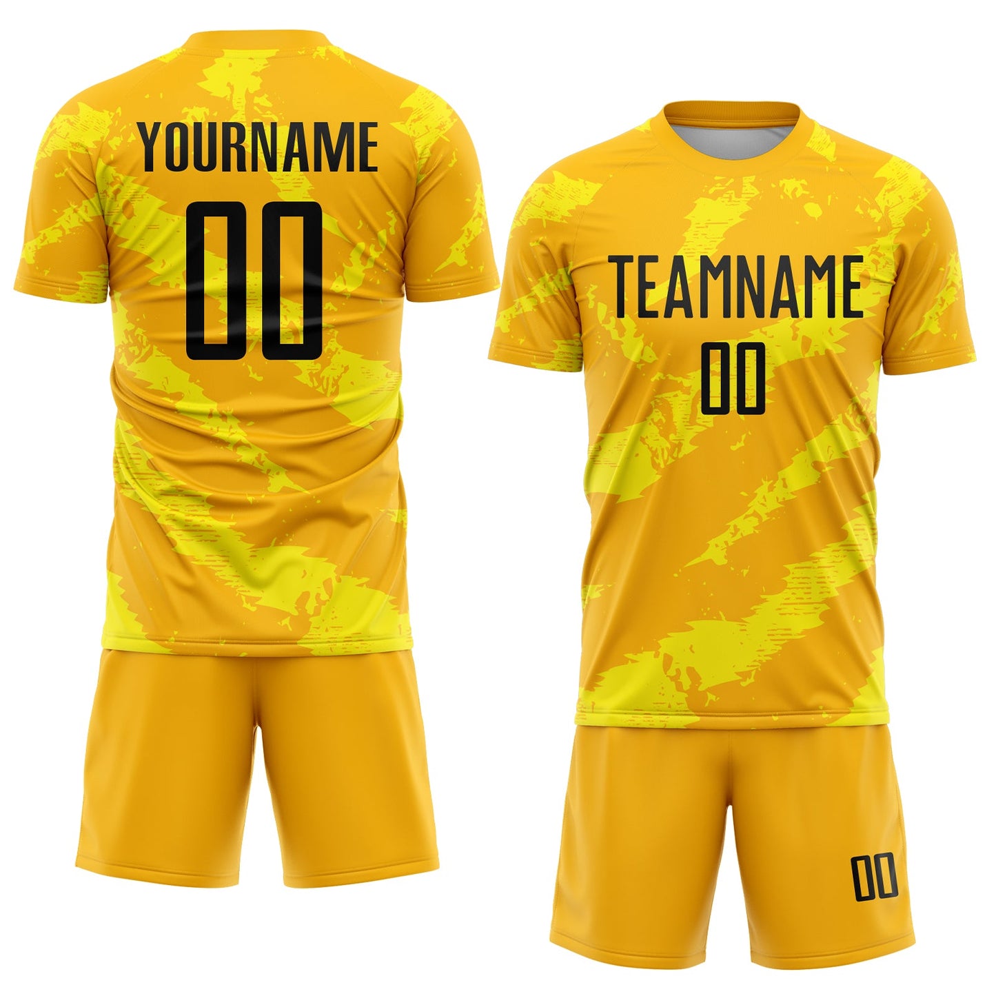 Custom Gold Black-Light Yellow Colombia Brush Stroke Sublimation Soccer Uniform Jersey view 2