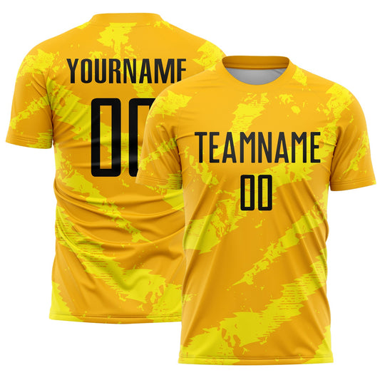 Custom Gold Black-Light Yellow Colombia Brush Stroke Sublimation Soccer Uniform Jersey - Main View