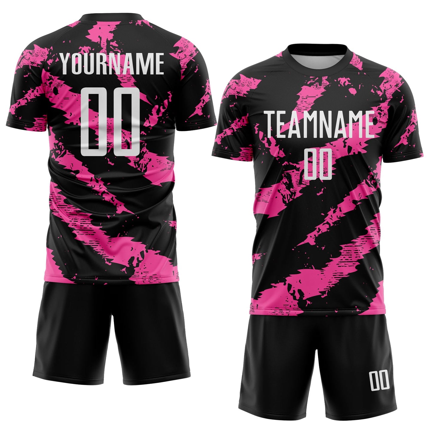 Custom Black White-Pink Colombia Brush Stroke Sublimation Soccer Uniform Jersey view 2