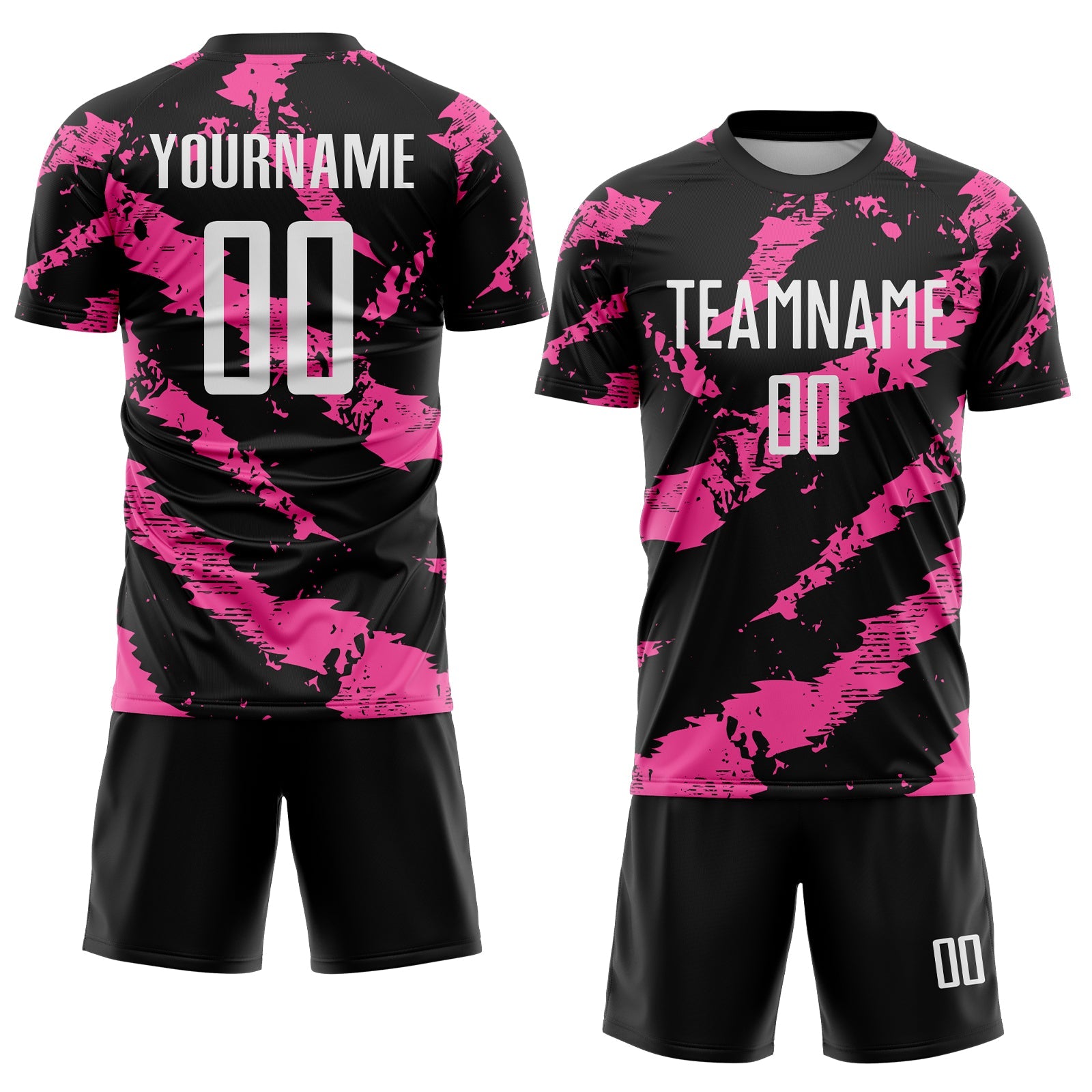 Custom Black White-Pink Colombia Brush Stroke Sublimation Soccer Uniform Jersey view 2